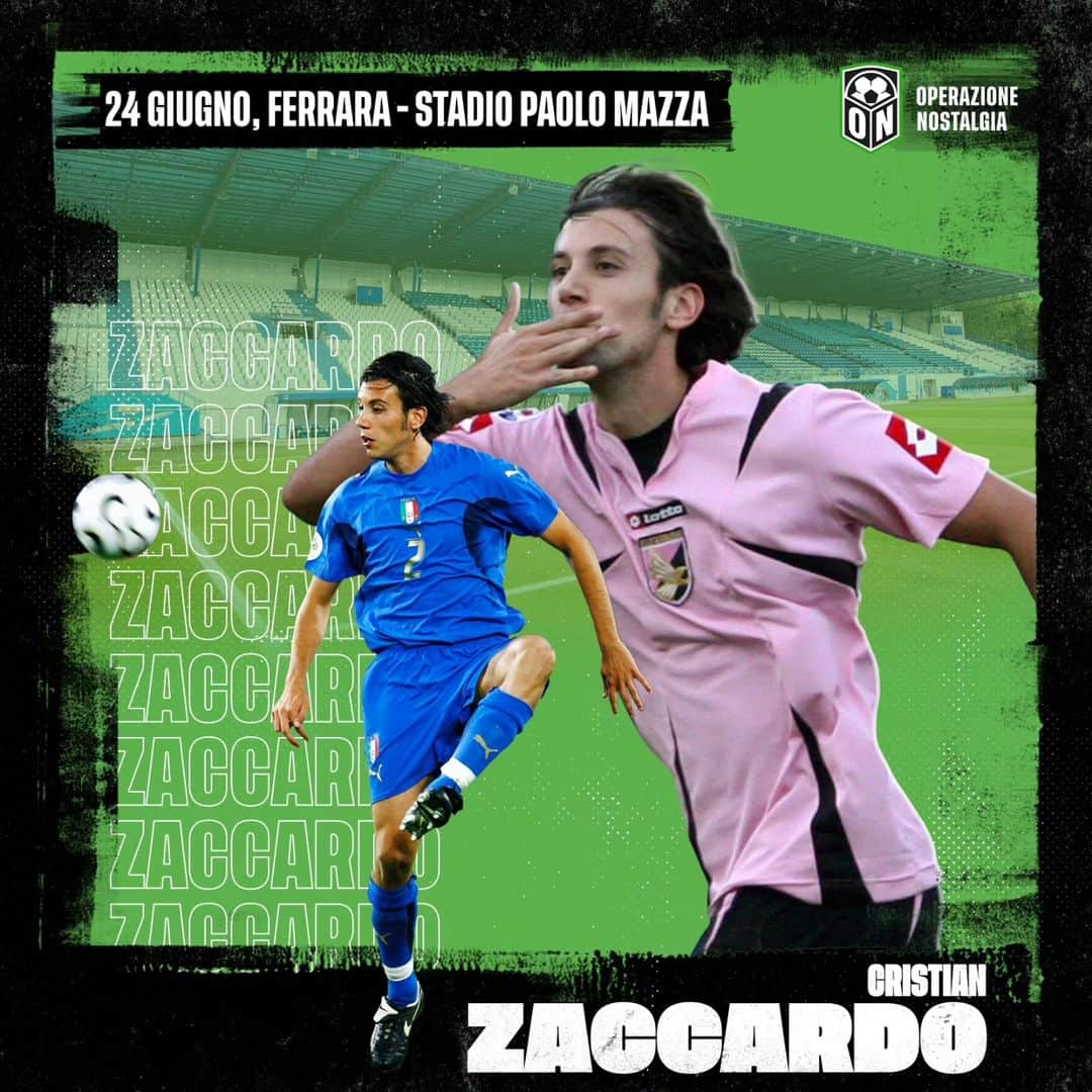 クリスティアン・ザッカルドのインスタグラム：「Campione del Mondo, 381 presenze in Serie A, nostro pupillo al Fantacalcio dai tempi del Palermo. Per non parlare della Bundesliga vinta con il Wolfsburg! Ora è ufficiale: Cristian Zaccardo sarà con noi al raduno di Operazione Nostalgia! SABATO 24 GIUGNO, TUTTI AL PAOLO MAZZA DI FERRARA! #OperazioneNostalgia #RoadToRaduno #RadunoOperazioneNostalgia #Zaccardo #Sabato24Giugno」