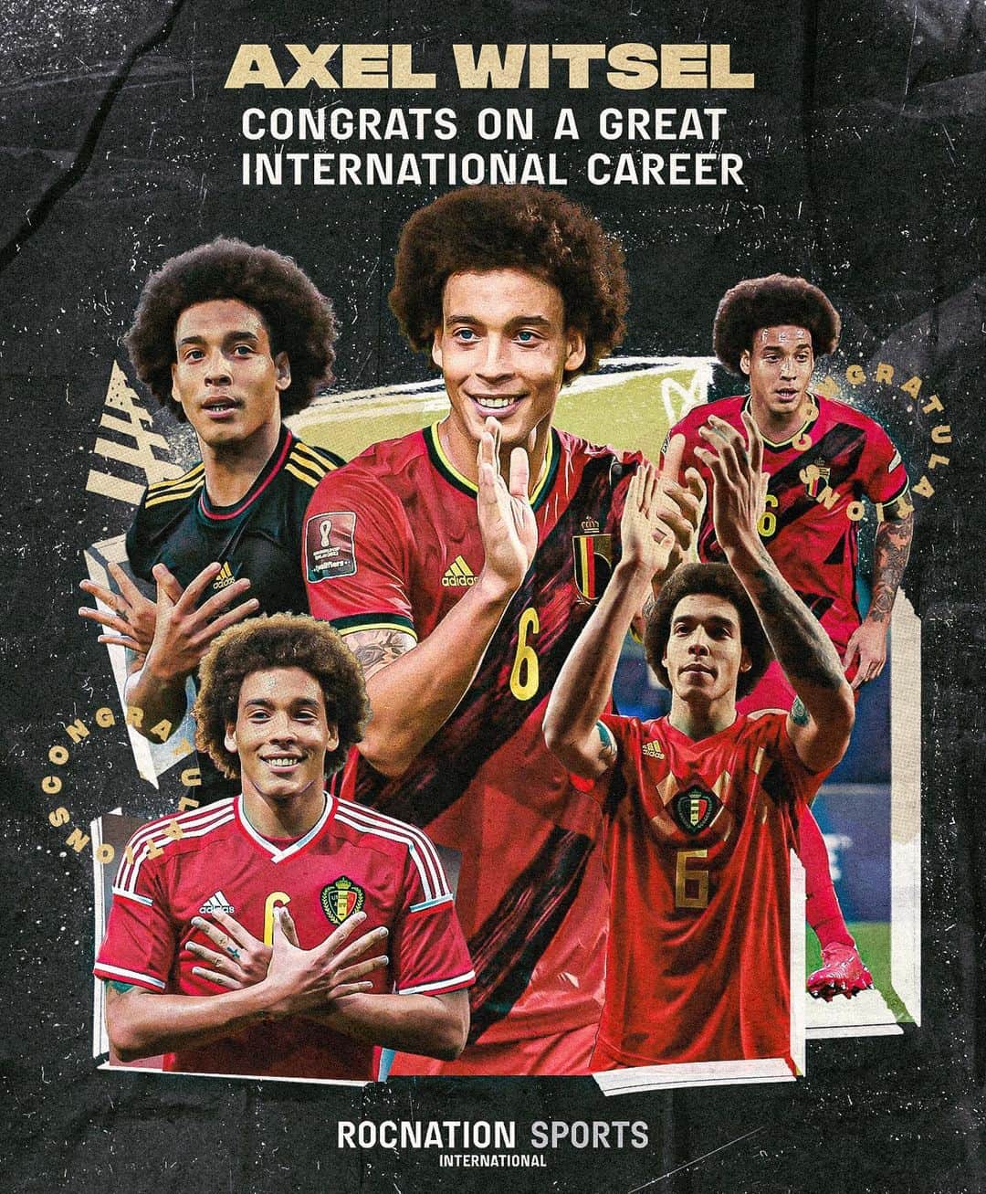 アクセル・ヴィツェルのインスタグラム：「130 caps. 5 tournaments. 12 goals. 1 legendary international career.  Congrats, @axelwitsel28 🇧🇪」