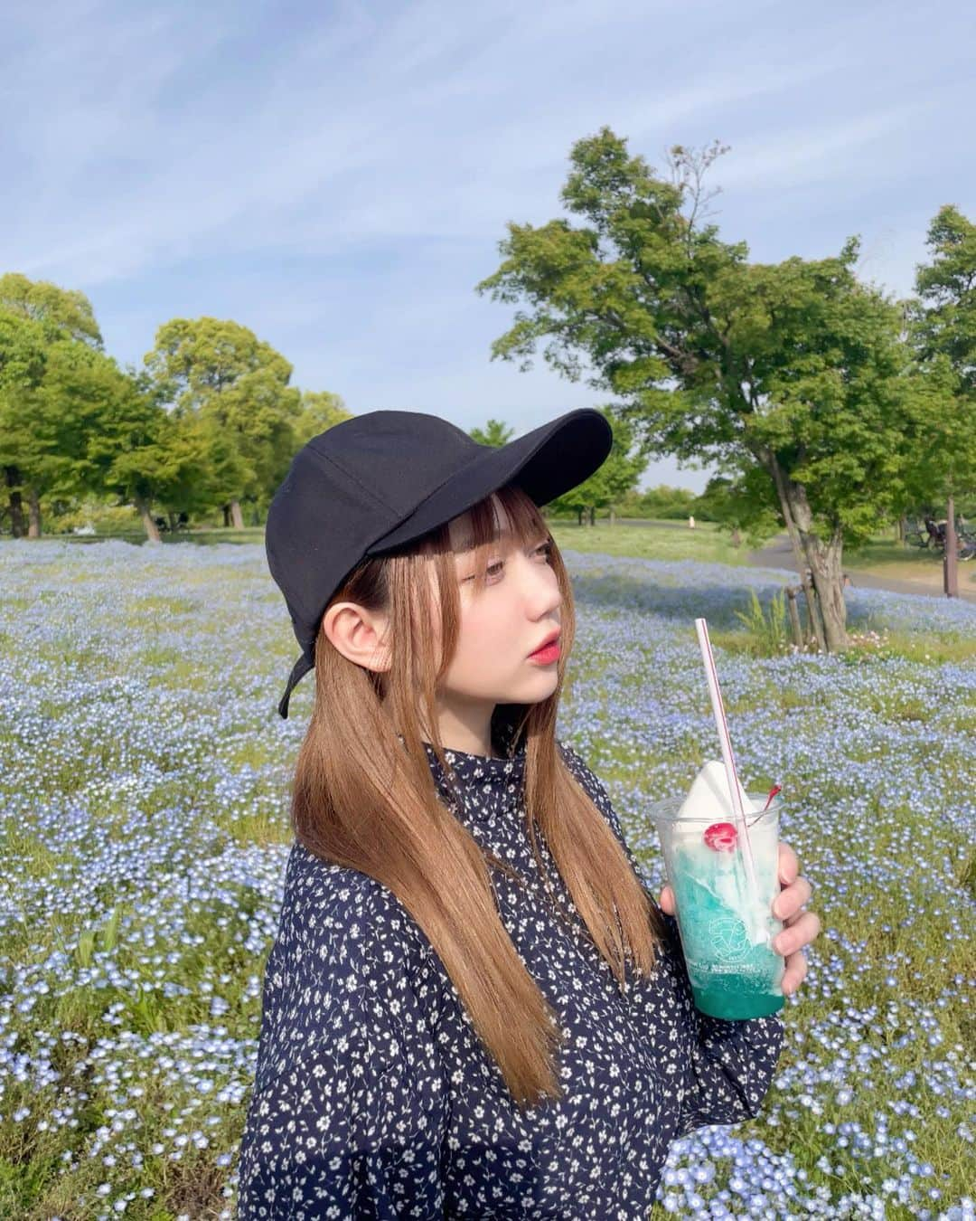 小澤しぇいんさんのインスタグラム写真 - (小澤しぇいんInstagram)「ネモフィラ畑💠とても可愛いお花♡  この日は暑くてラムネかき氷すぐ溶けそうになりました🍧💙  そして、この日はブクちゃんのお誕生日でした🐕🎉」5月13日 13時51分 - 1217_shane