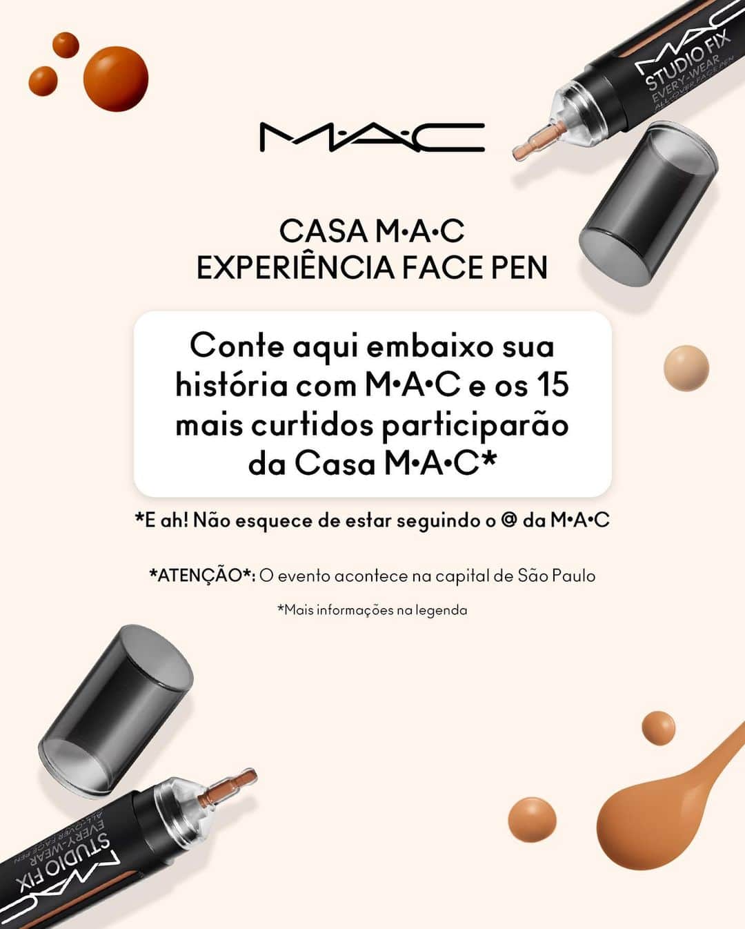 M·A·C Cosmetics BRさんのインスタグラム写真 - (M·A·C Cosmetics BRInstagram)「🚨 ATENÇÃO 🚨 Conte aqui embaixo sua história com M•A•C 👇 Chama todo mundo para curtir seu comentário, porque os 15 participantes com os comentários mais curtidos ganham um convite EXCLUSIVO para o evento Casa M•A•C | Experiência Face Pen, em São Paulo, no dia 18.05 😱❤️  Vem com a gente porque a casa terá vários espaços interativos, Artistas M•A•C, desafios para concorrer a mimos e muito mais! 🤩    *Condições*  - Os vencedores serão anunciados dia 16.05  - O desafio é válido para visita somente no dia 18.05  - Você precisa estar seguindo o @ de M•A•C - Precisa residir na Capital de São Paulo (por enquanto a Casa M•A•C acontece em SP, mas quem sabe um dia não vamos até outras regiões? 👀)  - Somente os 15 comentários mais curtidos e que seguirem o @ irão receber o convite  - Se você for um vencedor, te encaminharemos uma mensagem especial e seu convite via DM, então fique ligado 😍  #MACStudioFixFacePen #DesafioMAC #CasaMAC」5月13日 6時01分 - maccosmeticsbrasil