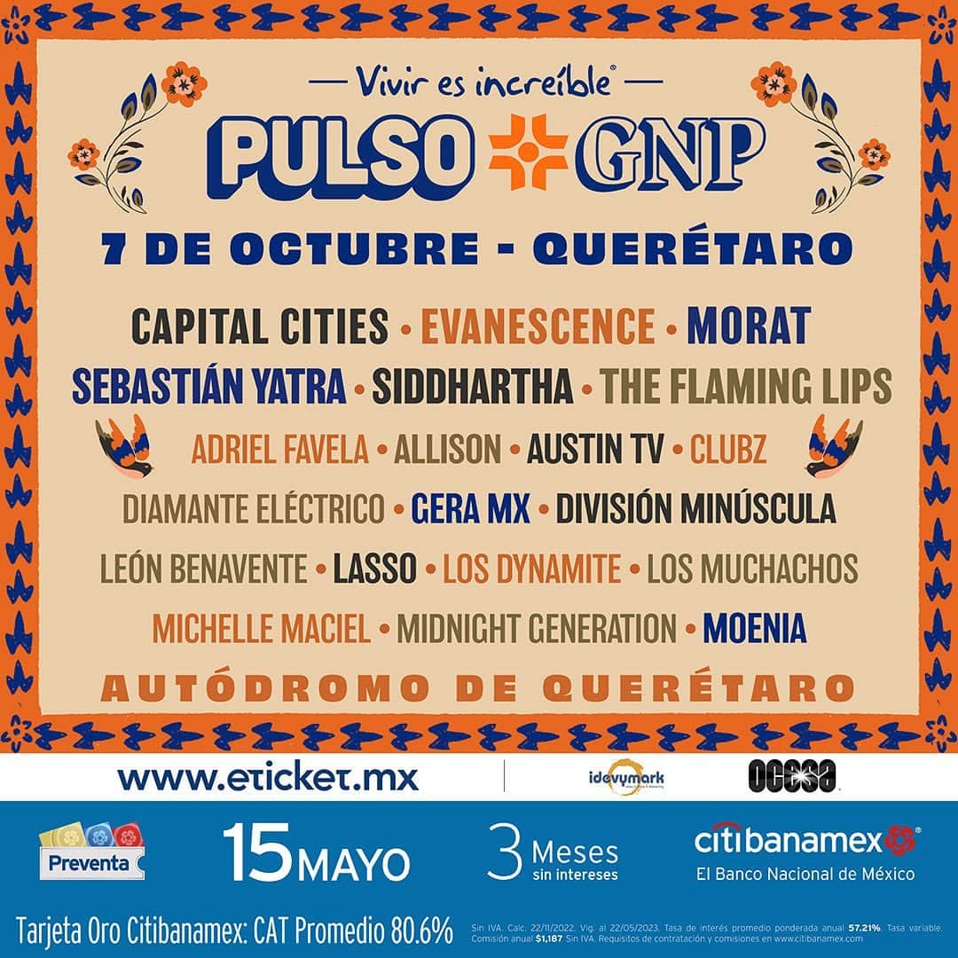 キャピタル・シティーズのインスタグラム：「🇲🇽 Mexico 🇲🇽 Querétaro 🇲🇽 Oct 7 🇲🇽 @pulsognp  . #mexico #queretaro #safeandsound #capitalcities #pulso #pulsognp」