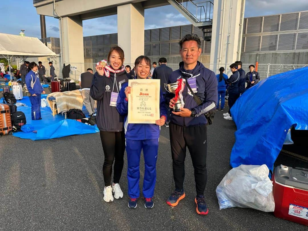 福島千里のインスタグラム：「優勝おめでとうございます！ 素晴らしい走りでした！ リレーの2位もとってもがんばりました！  山崎先生のコーチングも間近でみることができて、選手の成長に日々勉強させてもらっています。このような経験をさせていただいて感謝です😌」