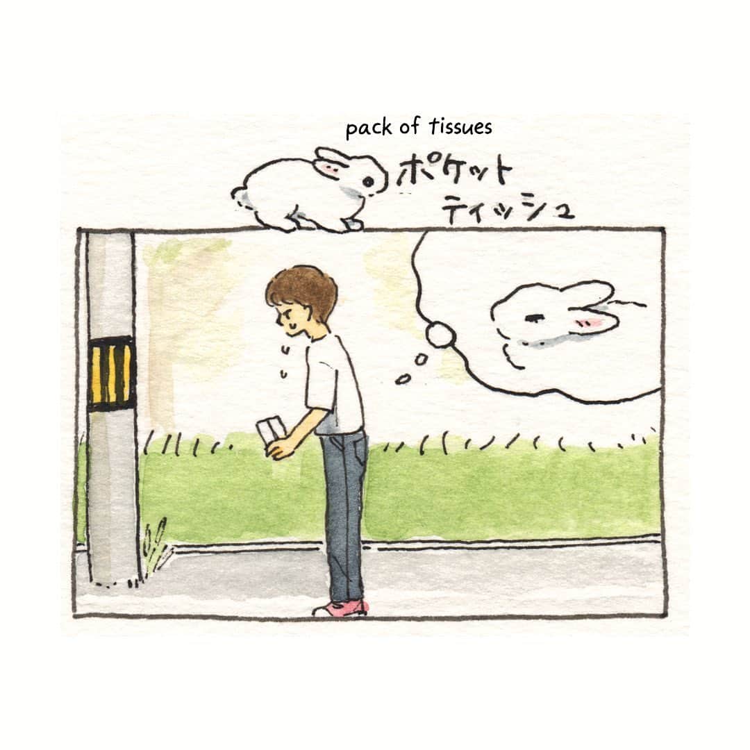 森山標子(しなこ)/Schinakoのインスタグラム：「pack of tissues 🐇🧻 ポケットティッシュ🧺」