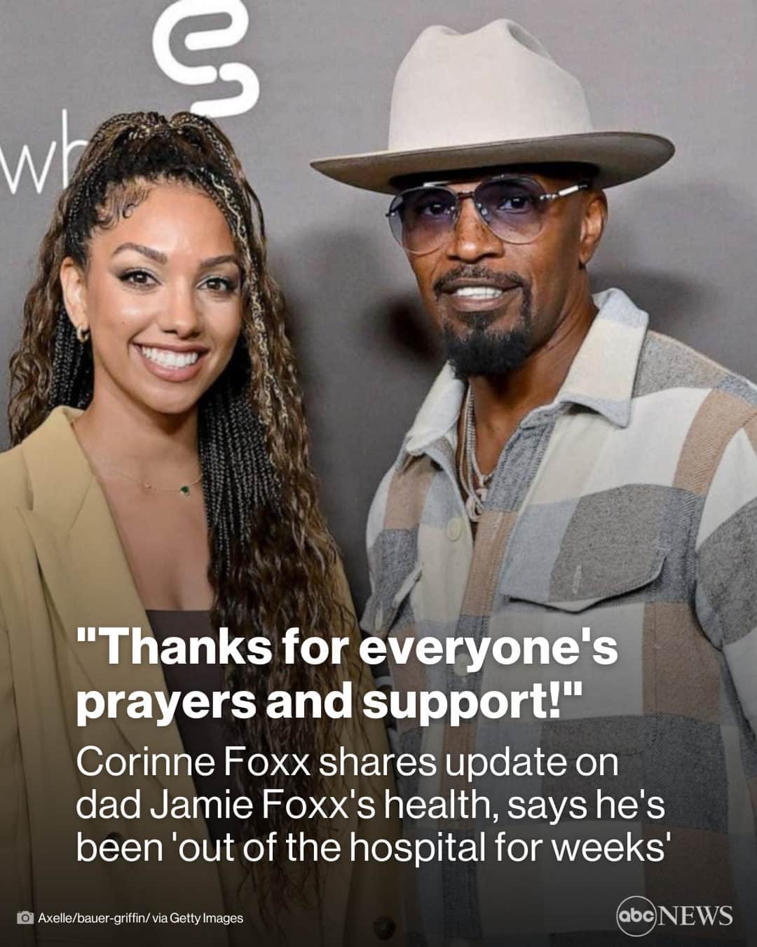 ABC Newsさんのインスタグラム写真 - (ABC NewsInstagram)「"My Dad has been out of the hospital for weeks."  Corinne Foxx is sharing an update on her dad Jamie Foxx's health. MORE AT LINK IN BIO.」5月13日 11時00分 - abcnews
