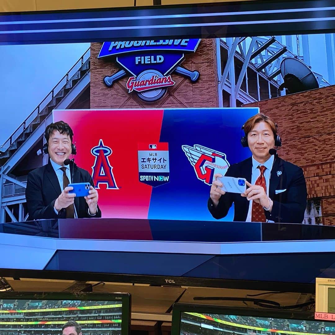 のインスタグラム：「. SPOTVNOW ｢エキサイトSaturday｣ 近藤アナウンサーと共にCLE vs LAAを解説。 SPOTVNOWでは毎週土曜日は特別に出演者顔出しで解説していますので今後もお楽しみ下さい。 ご視聴ありがとうございました。  #MLB #LosAngelesAngels #ClevelandGuardians #SPOTVNOW #エキサイトSaturday #イッツゴーンヌ」