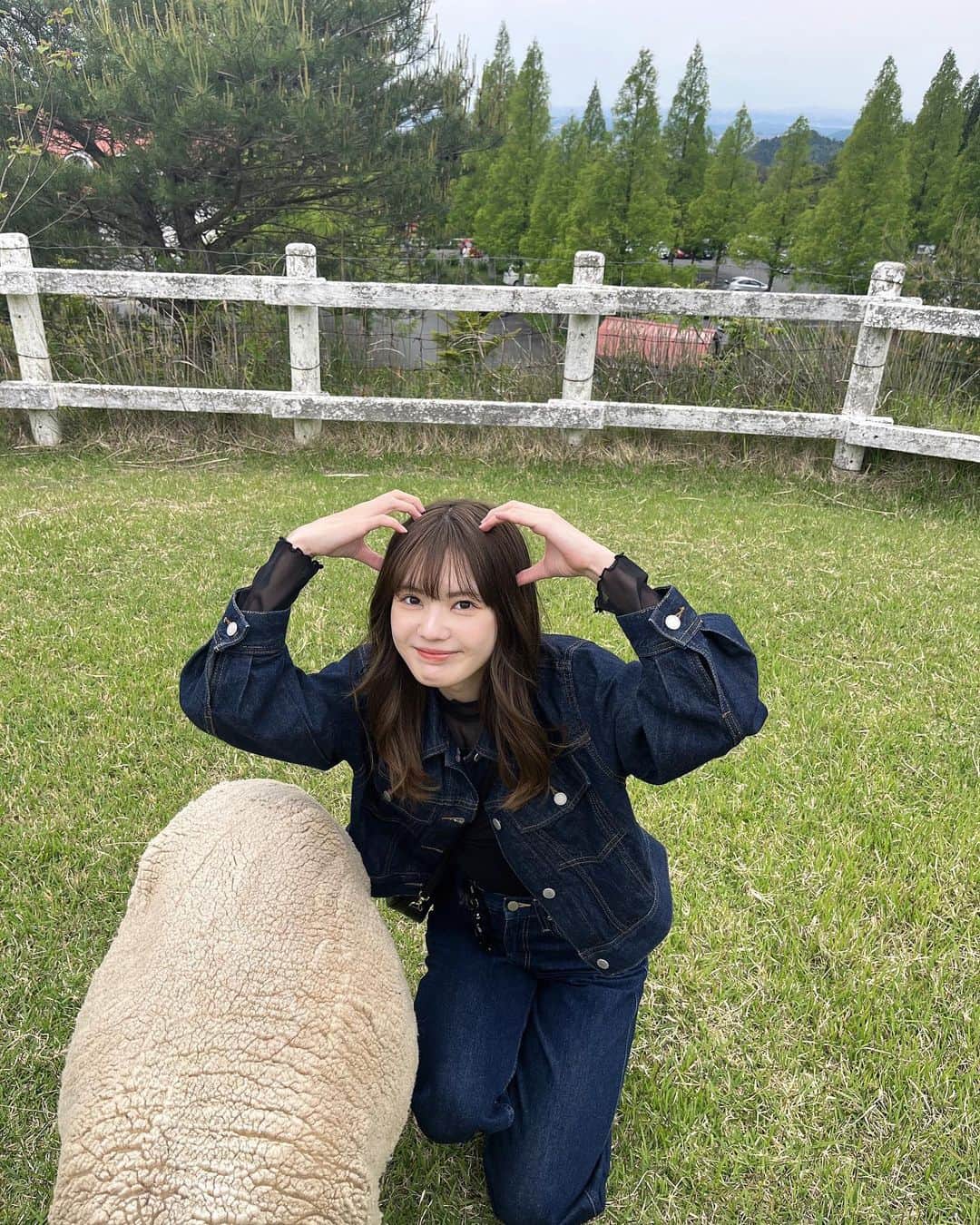 青井乃乃さんのインスタグラム写真 - (青井乃乃Instagram)「めちゃくちゃ楽しみにしてた牧場🐮🌱必死に撮ったけど羊さんあんまり顔写ってないです💦、笑  念願のアイスも食べて最高だったぜ  #牧場  #牧場コーデ #六甲山牧場 #神戸デート #神戸観光  #六甲山」5月13日 19時02分 - no.17_11