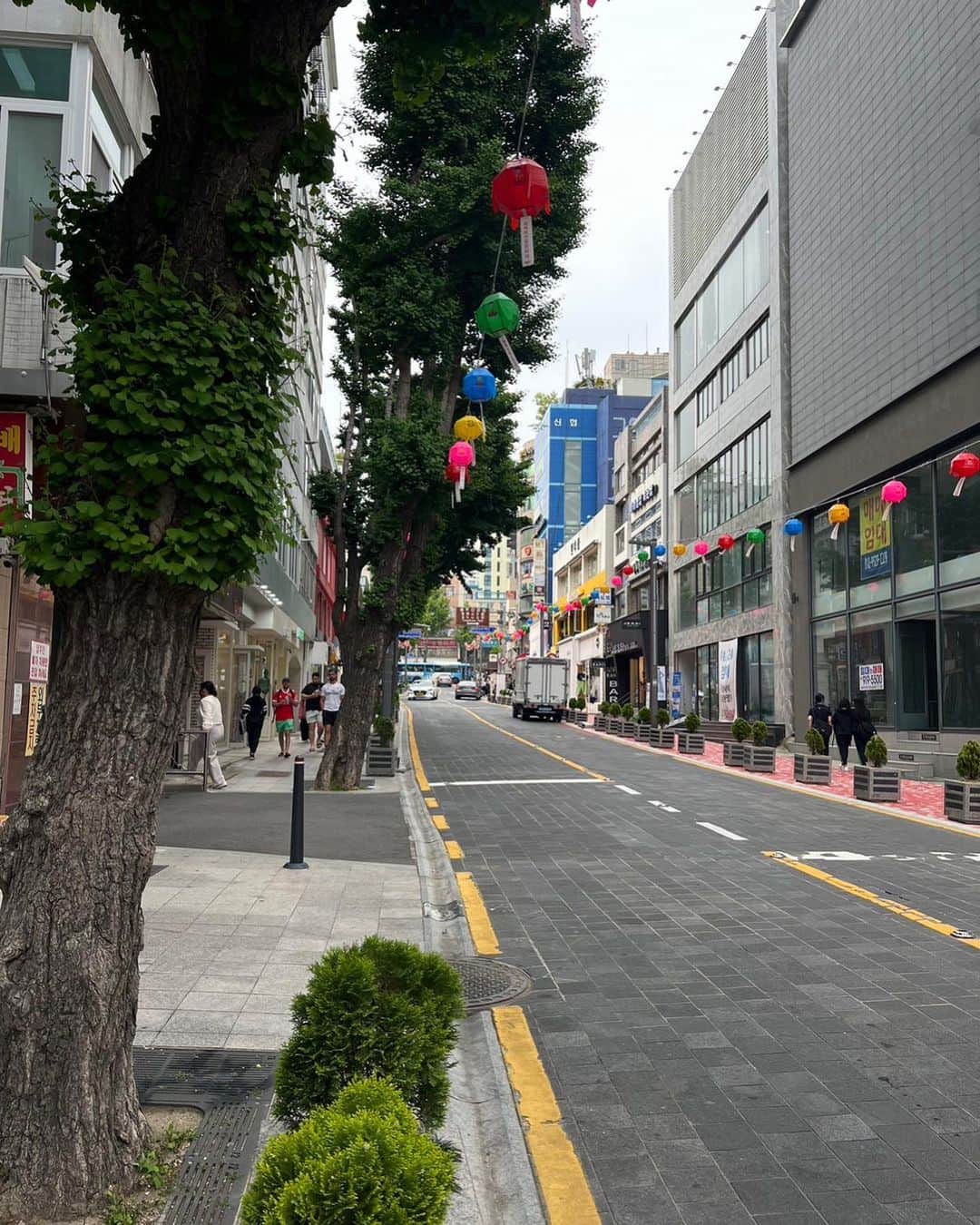 キャシー中島さんのインスタグラム写真 - (キャシー中島Instagram)「バスの窓から見える釜山の家並みはカラフルでパワーを感じます。 ここは国際通り 前は化粧品のお店がたくさんならんでいたそうですが、今はちょっと寂しい感じです。 映画のモニュメントがいろんなところにあって、それを見てるのも楽しい❣️ 勝野パパはなんだか嬉しそう、やっぱり撮影現場を知ってるから、カメラマンさん、音声さん、照明さん。 たくさんの方々の働きで映画ができてるのですものね。 このモニュメントは楽しいわ❣️❣️  ブティックを覗くとさすが韓国ファッション可愛い服がいっぱい😍😍 なんだか袖が大きくて昔で言うちょうちん袖が流行っているみたい！ 日本でも流行るのかしら。  懐かしい電話ボックス見っけ‼️  あら　電話かけてるの📞と思ったら携帯でした。 お茶目なんだから。  国際通りは少し寂しい気がしたけど、横の通りは人がいっぱい❗️ どうしてかしらとおもったら、国際市場でした。 なんちゃってブランドがたくさん売ってるそうです。 それも楽しいけど、今回はパス！  バスに乗って🚌移動します。 #キャシーマム#船旅#釜山」5月13日 21時36分 - official_kathynakajima