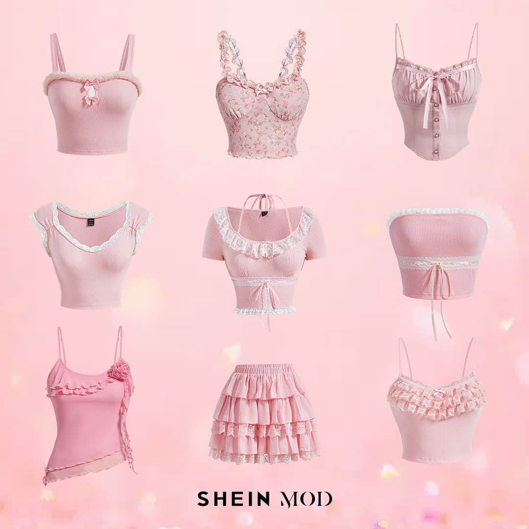 SHEINのインスタグラム：「Paint summer pink 💗☀ Which rosy romantic top is your MOD mood? 👇  🔎15344151 15344387 15344009 14985235 15171140 15287962 15273047  #SHEIN #SHEINforAll #SHEINstyle #fashion #chic」