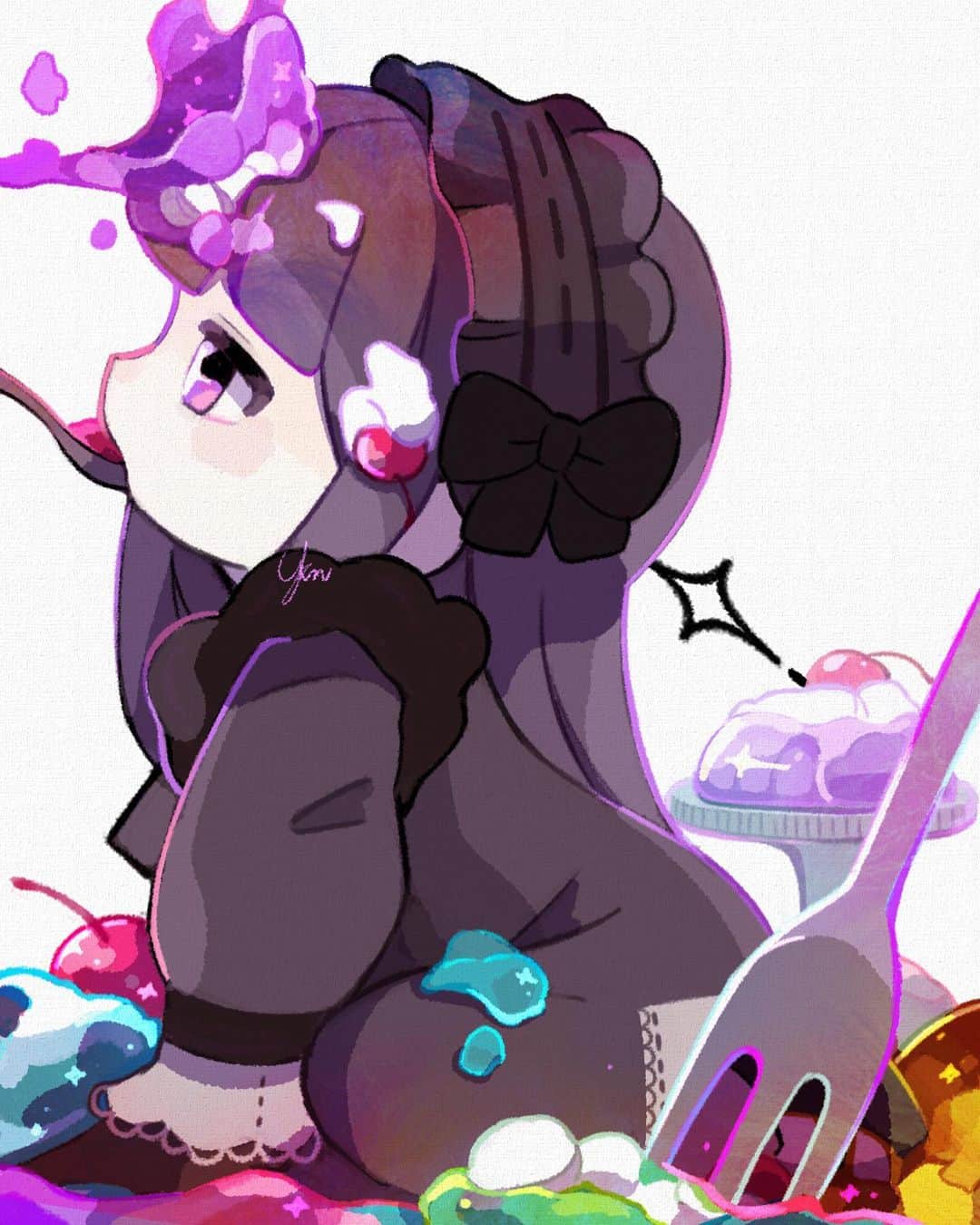 ユキノシュガーのインスタグラム：「#drawing#illustration#original#originalcharacter#girl#gothic#sweets#jelly」
