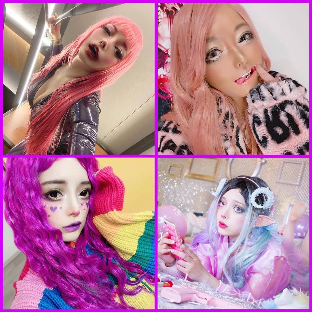 miyakoのインスタグラム：「ピンク髪の子トレンドらしい🎀💕💓💗 それなりのピンク率🎀💕💓💗 みんなはどのピンク髪が好きかな？？ ꒰ঌ(っ˘꒳˘ｃ)‪໒꒱ #pink #kawaii #gal #gyalu #harajuku #latex」