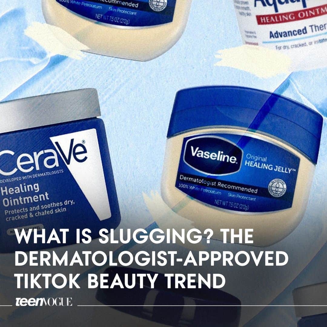Teen Vogueのインスタグラム：「If you already know what "slugging" is, keep scrolling. 👀 Now that I have your attention, let me introduce you to the beauty and skincare TikTok trend, the "slugging" technique. For all the deets, hit the link in bio.」