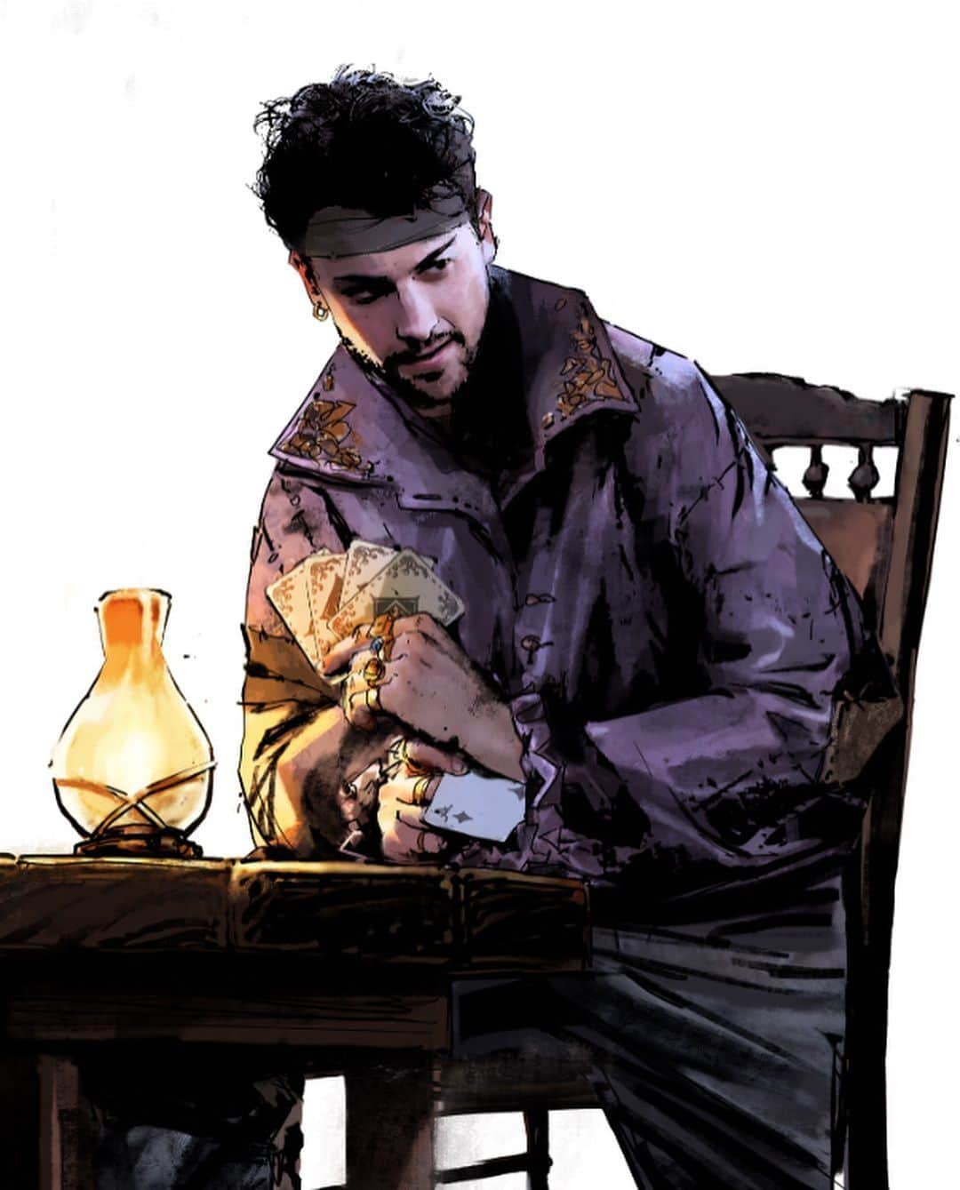 ジャック・ファライーのインスタグラム：「Excited to be reunited with my brother @ericnelsenofficial on DARK DICE. Had an absolute blast playing a devious pirate merchant in this exciting audio DnD campaign. Dropping soon. Stay tuned and check out Dark Dice: Shores of the Silver Thrum   Character art: Casey Bailey」