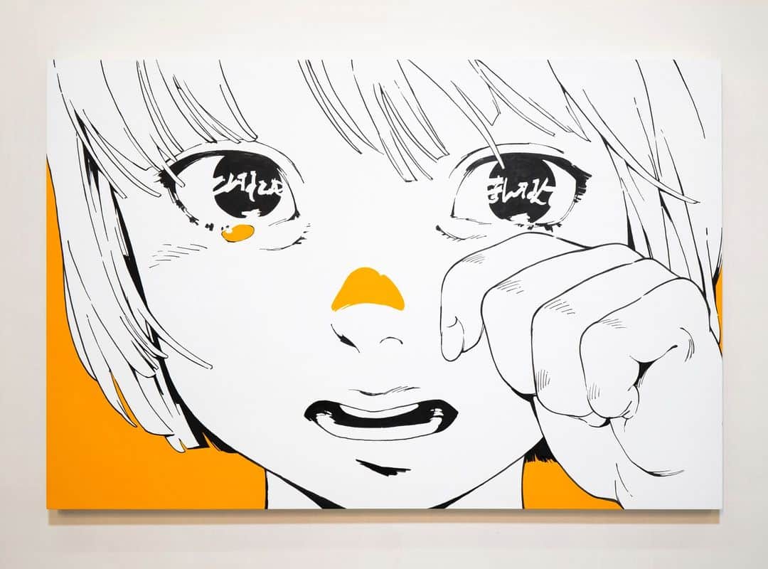 古塔つみのインスタグラム：「no.1437 ​​910×606mm ​​Hand painted with acrylic paint on wood panel.  IN MY BUBBLE group show 13/05 - 13/06 Inquiries about this works : @agallery.asia  #portrait #drawing #painting #sketch #paint #art #artwork」