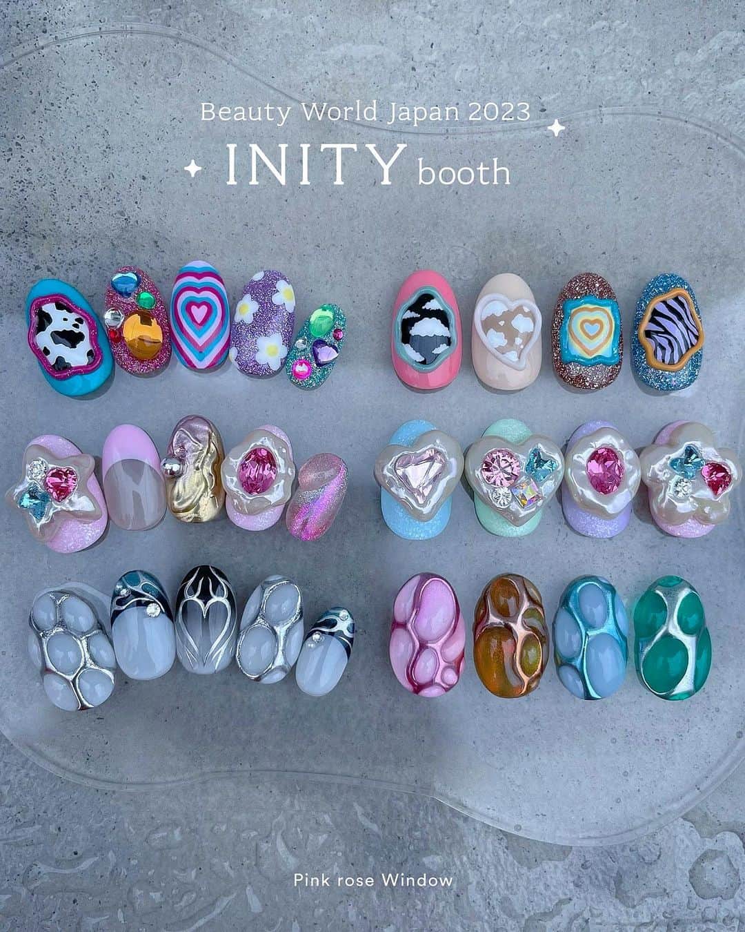 KAI32のインスタグラム：「. Beauty World Japan 2023🩵🫧  @initygel_official  5月15日・16日・17日の3日間INITYブースにてデモンストレーションをさせて頂きます！  ⏬スケジュール 5月15日  12:30〜13:15 5月16日  12:30〜13:15 5月17日  12:15〜13:00  1日目はY2Kなぷっくりうねうねアート🐬➿  2日目はバロックパールとビジューを 掛け合わせたデカパーツのアート🎨 子供が作った紙粘土作品みたいなダサかわ感がポイントです❤︎  ３日目はY3Kをイメージした 近未来ぷっくりアート🧬  BWJにご来場のお客様はお時間ありましたら是非ブースにお立ち寄りください🤭  お待ちしております🫶🏻  📍BWJ INITYブース 東京ビックサイト【東1ホール A026、A054】 . . #pinkrosewindow #pink_rose_window  #inity  #initygel #toysbyinity #kittybit」