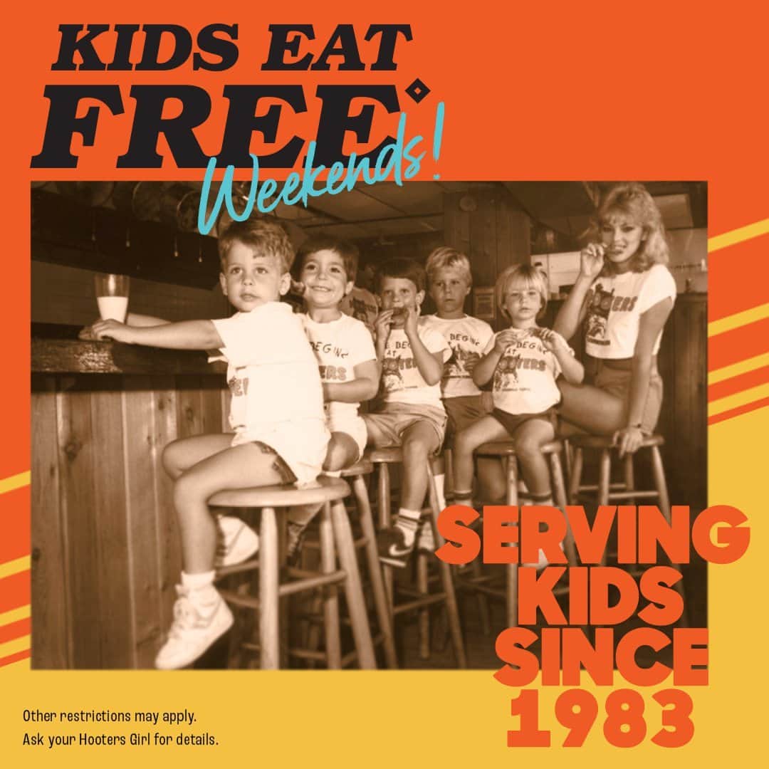 Hootersさんのインスタグラム写真 - (HootersInstagram)「Our kids menu has all their favorites, served by some of yours 🦉💫 Get a free kids meal with the purchase of an adult entree Saturdays and Sundays only.」5月14日 7時20分 - hooters
