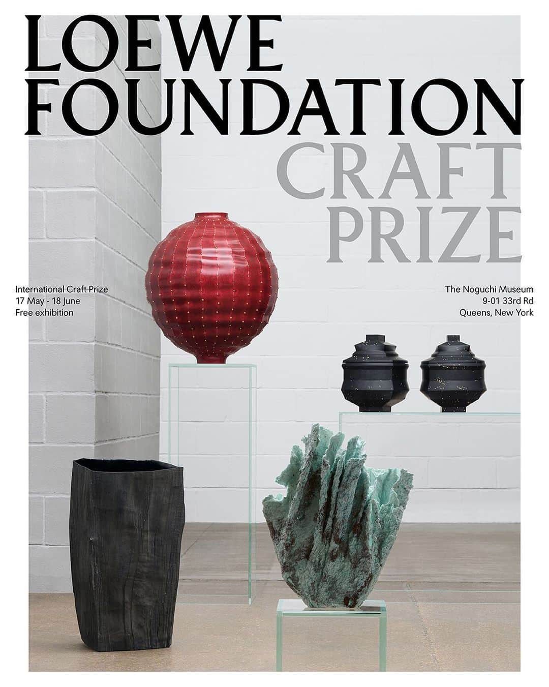 のインスタグラム：「LOEWE FOUNDATION Craft Prize 2023  Winner announced 16 May.  All finalist works will be on display as part of the Craft Prize exhibition in Isamu Noguchi’s Studio at The Noguchi Museum, New York from 17 May until 18 June 2023.  #LOEWEcraftprize #LOEWEfoundation」