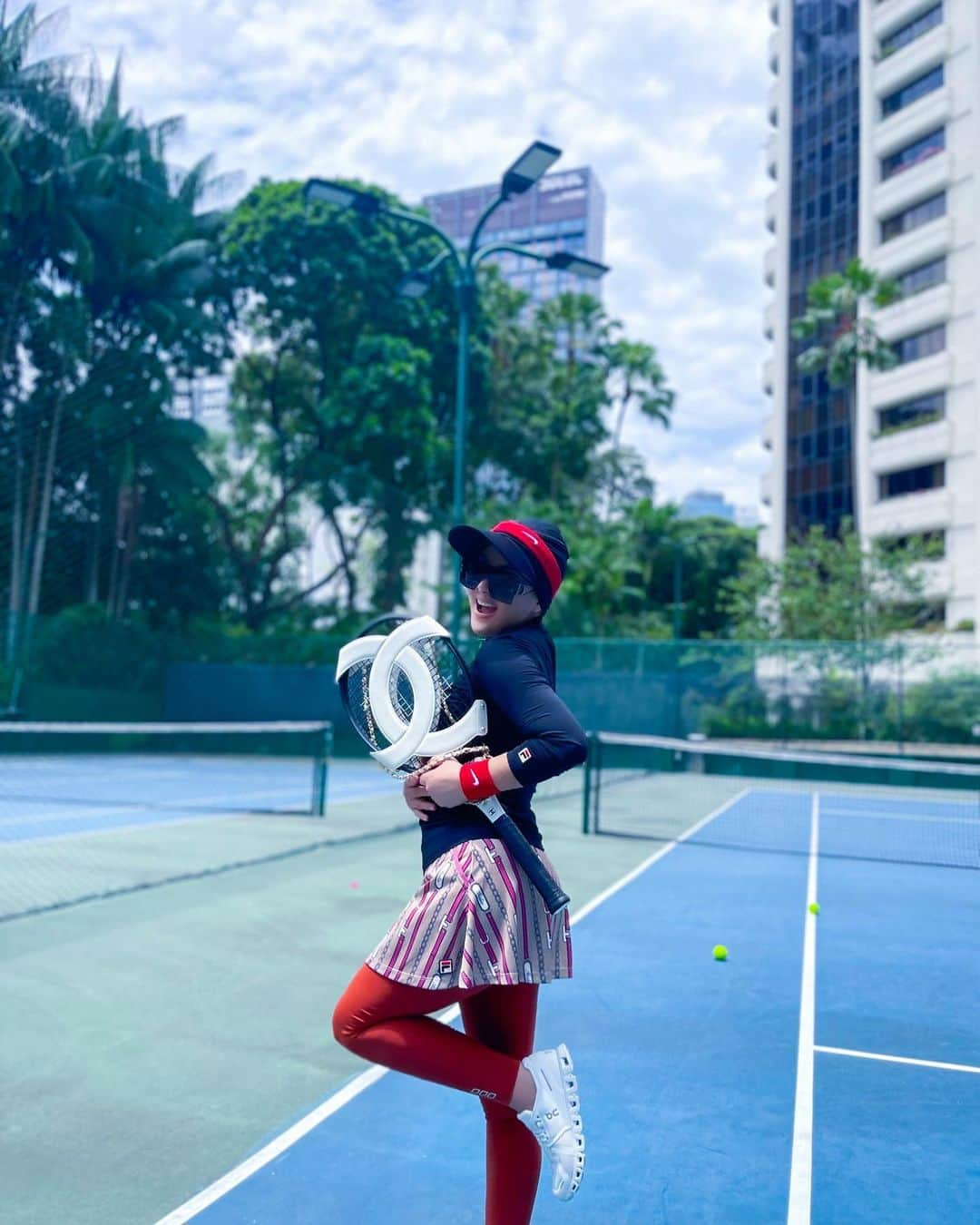 Syahriniのインスタグラム：「•  ~ Chillin On The Tennis Court After A Long Game ~  _____________________ ~𝓢𝓨𝓡~ ____________________  #PrincesSyahrini #TennisLyfe #Singapore_May2023」