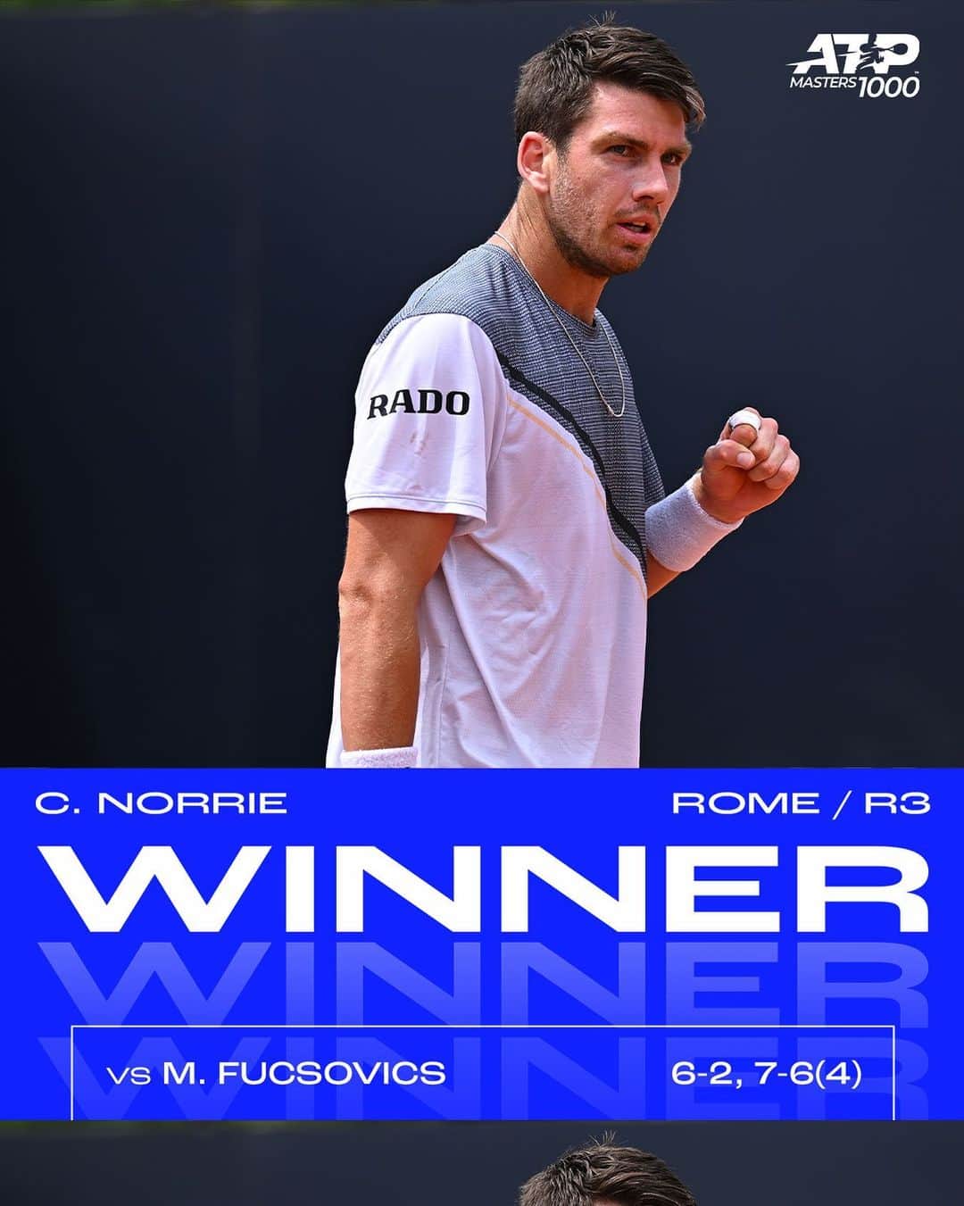 ATP World Tourさんのインスタグラム写真 - (ATP World TourInstagram)「Cam is a man with a plan ⚡️   @norriee will face defending champion Djokovic in the fourth round in Rome!   @internazionalibnlditalia | #ibi23」5月15日 3時37分 - atptour