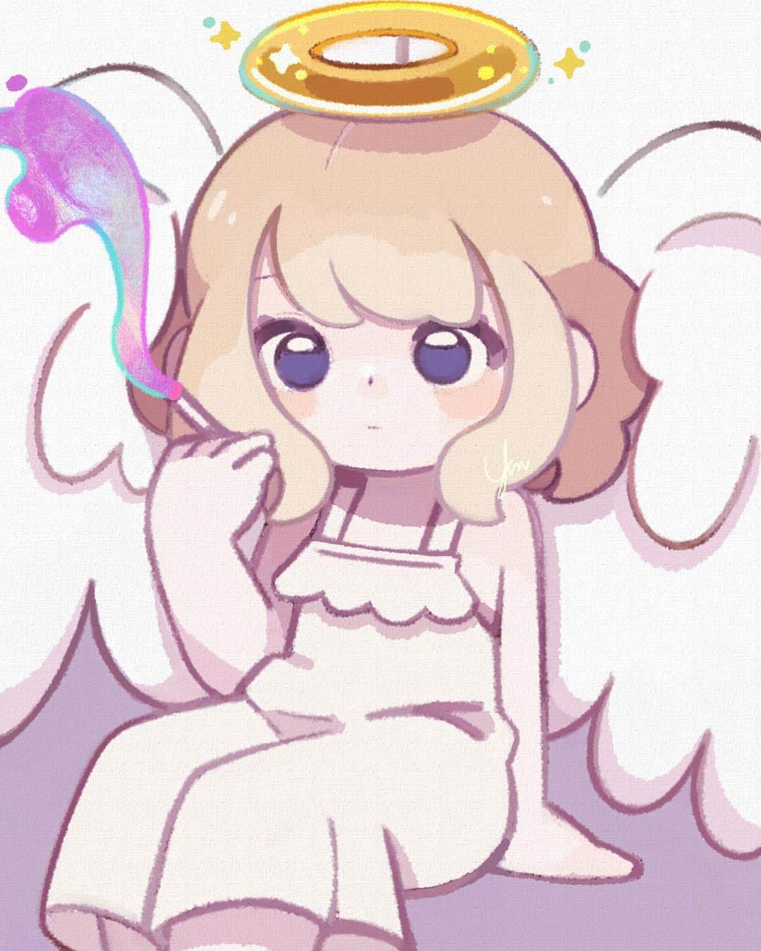 ユキノシュガーのインスタグラム：「#drawing#illustration#original#originalcharacter#girl#angel#wing#dream#instagram」