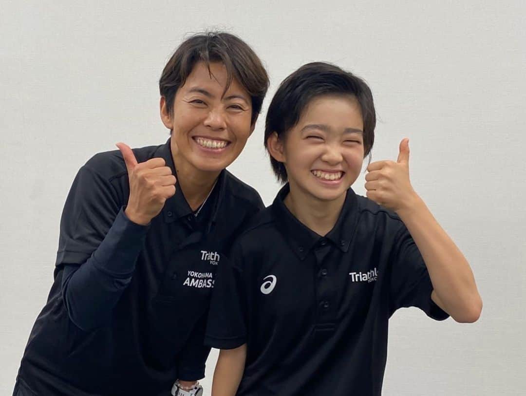 村山輝星のインスタグラム：「🏊‍♀️🚴‍♀️🏃‍♀️  昨日、Yokohama Triathlon Festival「ハマトラFES」 ハマトラアンバサダーの #上田藍選手 とのトークセッションに出演致しました🗣  ありがとうございました！  #村山輝星 #劇団東俳 #Tプロジェクト #上田藍 選手 #トライアスロン」