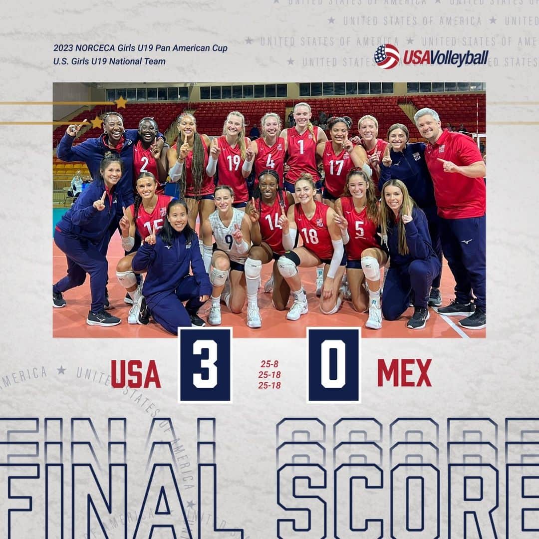 USA Volleyballさんのインスタグラム写真 - (USA VolleyballInstagram)「Golden! 🥇   The U.S. Girls U19 National Team defeated 🇲🇽 3-0 (25-8, 25-18, 25-18) to win the NORCECA U19 Pan American Cup for the second consecutive year.   Story and stats to come.」5月15日 10時26分 - usavolleyball