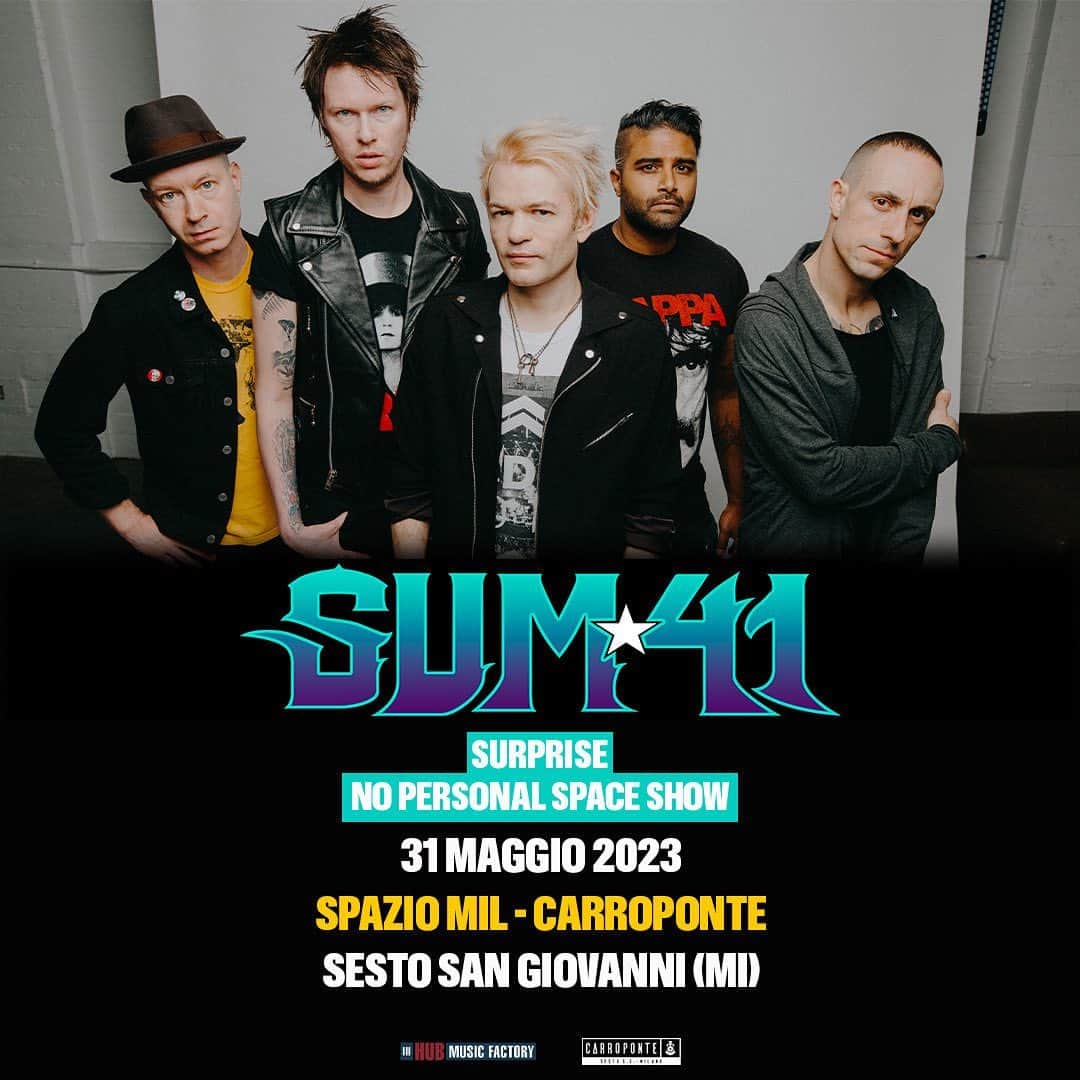 Sum 41のインスタグラム：「Italy skumfuks! We've just added a SURPRISE No Personal Space show in Milan on Wednesday, May 31st before our run of European festival and headline dates begin! Tickets go on sale this Thursday May 18th @ 11am CET.」