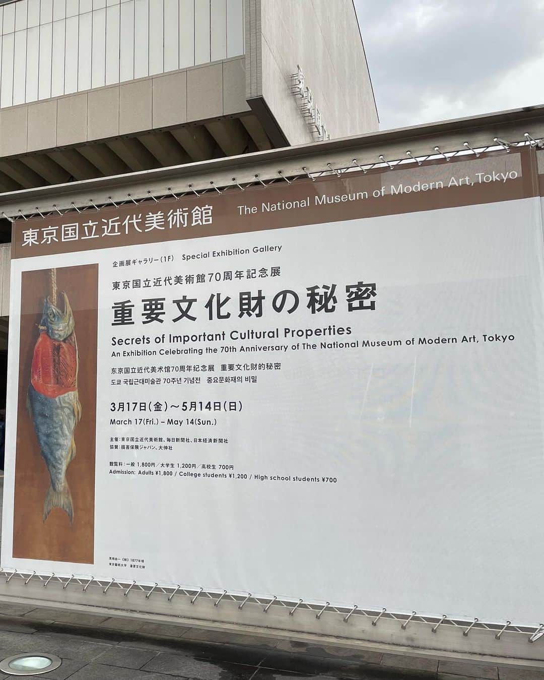 DJ AIKO 62さんのインスタグラム写真 - (DJ AIKO 62Instagram)「東京国立近代美術館70周年記念展　重要文化財の秘密 2023.3.17–5.14 東京国立近代美術館　1F企画展ギャラリー  会期終了しています。 見に行った人から口々に「勉強になるよ」とおすすめされて行ってきました。Twitterで混雑状況もチェックできて、時間指定枠よりも少し早く着いたんですが、常設展を見ながら過ごしました。  作品にまつわるエピソードも丁寧に紹介されていて、重要文化財ばかり、大変豪華な企画展でした。 春草の《黒き猫》や松園、栖鳳、大観の《生々流転》が見られたのも嬉しかったです。  高橋由一の《鮭》に、まるで群がるように鑑賞する人がいたのもなんだか面白かった。  取材抜き、たまには自分のためだけのアートの時間もいいもんだなと思いました。  #東京  #おすすめ美術展  #美術館巡り  #美術館  #アート散歩  #DJAIKO62  #djaiko62のアート噺  #学芸員djのdjaiko62  #読むアート噺  #アート噺  #東京都近代美術館  #重要文化財の秘密  @jubun_2023  #竹内栖鳳 #上村松園 #横山外観 #宮川香山」5月15日 17時34分 - djaiko62