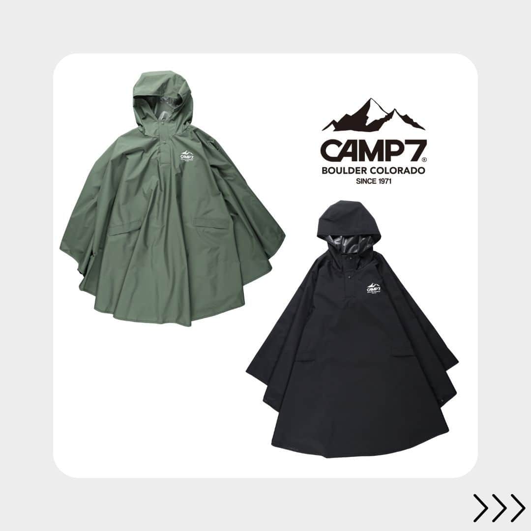 Right-onのインスタグラム：「. \CAMP7からパッカブルポンチョが登場/ 撥水・防風素材を使用しており、野外での活動時に使用できるアイテムとなっております。 パッカブル仕様になっており、持ち運びにも便利なアイテム。 CAMP7らしいブラックとカーキのカラー展開となっており、ロゴプリントがポイントのアイテムとなっております!  #ライトオン #righton #camp7 #outdoor #outdooritem #ポンチョ #雨具 #防風アイテム #雨対策 #梅雨 #アウトドアアイテム #アウトドア」