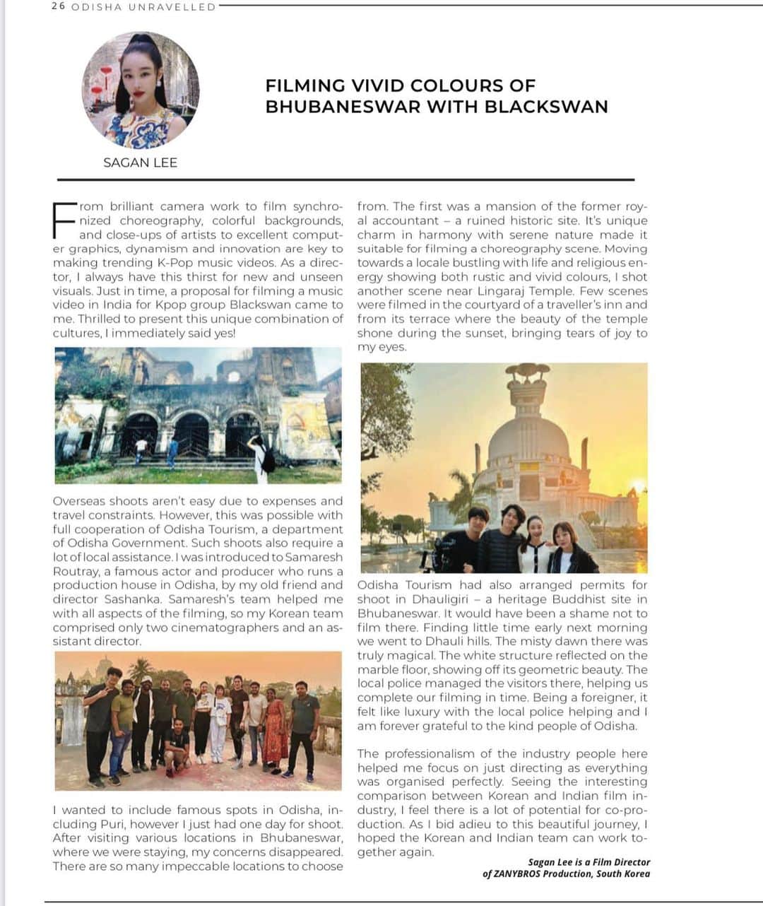 イ・サガンさんのインスタグラム写真 - (イ・サガンInstagram)「column on my experience in #india and #MVshoot of #Blackswan  #indianmagazine #odishatourism  .」5月15日 19時54分 - leesagan