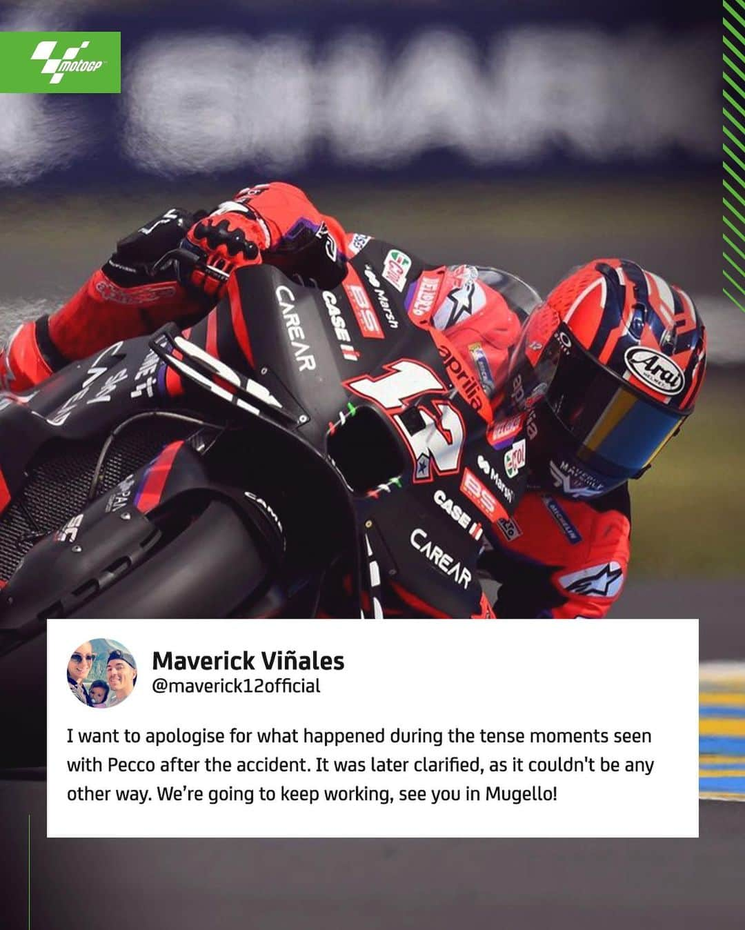 MotoGPさんのインスタグラム写真 - (MotoGPInstagram)「Making amends and moving on 🤝 @pecco63 and @maverick12official are ready to reset ahead of the #ItalianGP 🇮🇹  #MotoGP #FrenchGP 🇫🇷 #GP1000 #Motorsport #Motorcycle #Racing #Crash #FrancescoBagnaia #FB1 #MaverickVinales #MV12」5月15日 20時30分 - motogp