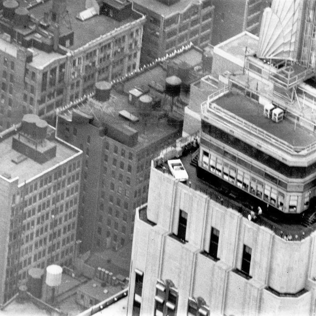 Empire State Buildingのインスタグラム：「In 1965, a white convertible Ford Mustang® appeared atop the Empire State Building in an unprecedented marketing stunt.  Disclaimer: Prototype shown.」