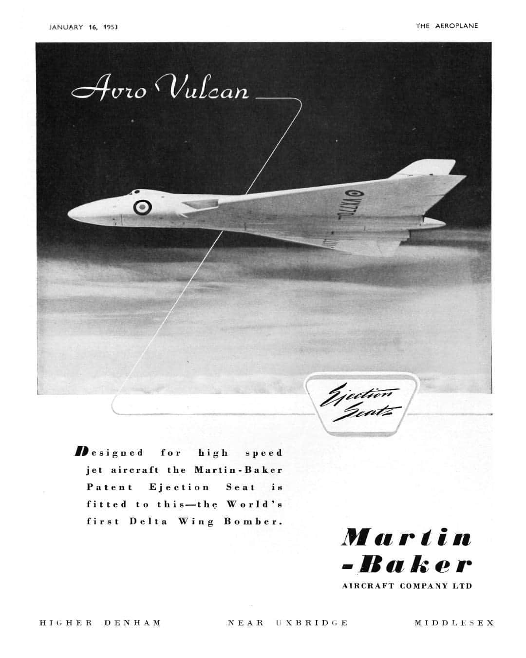のインスタグラム：「The Bremont MB Viper might look worlds apart from the Bremont Vulcan but they have more in common than you think!   The @eject_eject Martin Baker patent ejection seat was fitted to the World's first Delta Wing Bomber, the Avro Vulcan, here's the poster from 1953.  Find out more at the Link-in-Bio🔗  #Vulcan #Bremontvulcan #MartinBaker #BremontMB #ejecteject #avrovulcan #watchesofinstagram #deltawingbomber #MBviper」