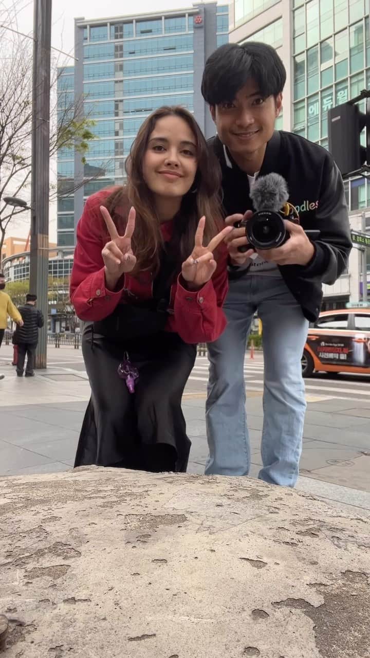 ミーガン・ヤングのインスタグラム：「Taking the 1:50am flight from Manila to Seoul via @cebupacificair was definitely worth it 😍😍😍 we got to do sooooo much even though we were only there for a couple of days. For short trips, we pack light - a small carry on and personal bag ✨ For early flights like this, we go straight to the hotel and leave our bags with concierge before going out for the rest of the day. Our hotel was a bit far from the places we had to go to but I really enjoyed taking the train and visiting our favorite spots ☕️💖 and I FINALLY got to see @grafflex ‘s work in person 😍」