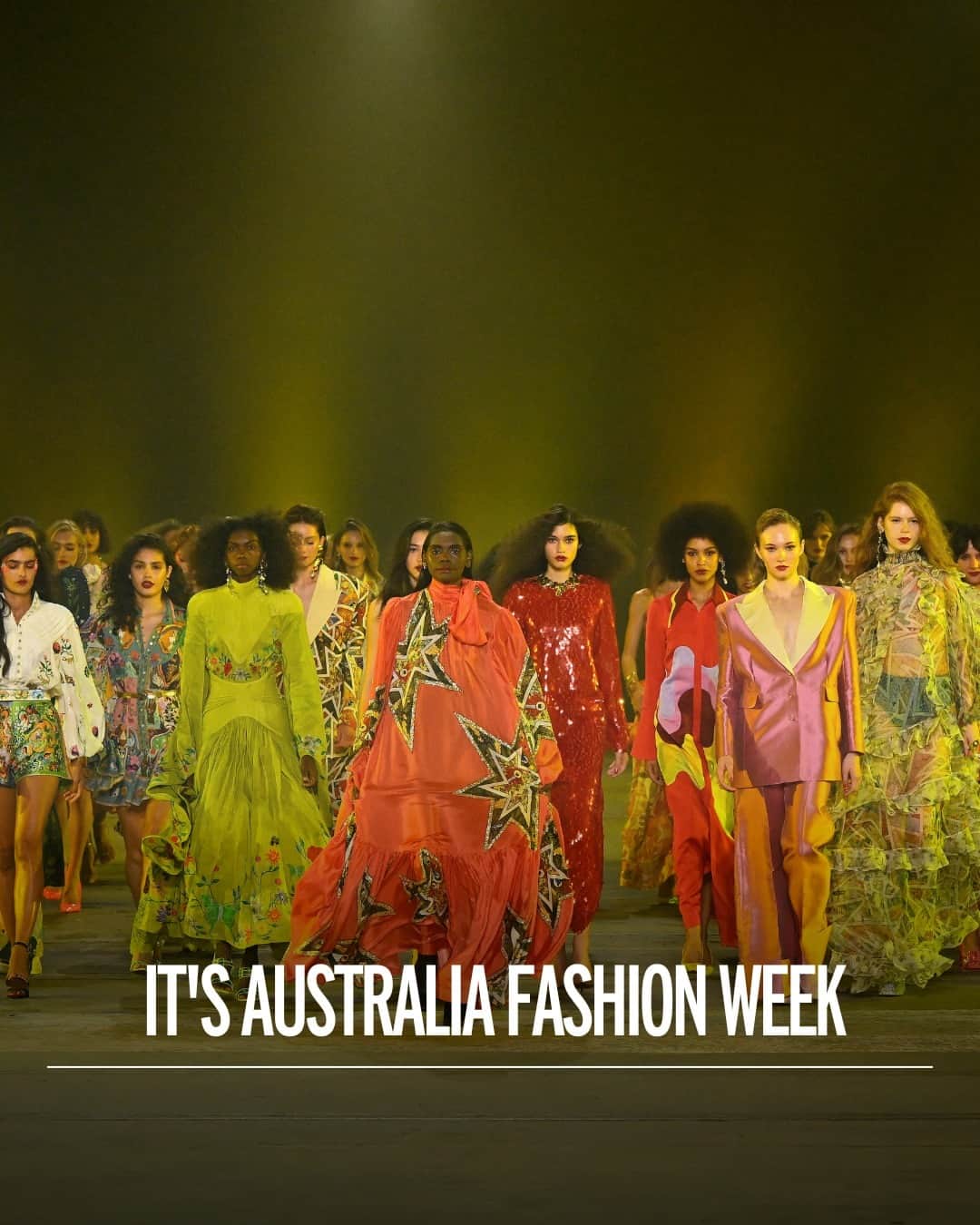 Fashion Weekのインスタグラム：「You are now entering a 70s dreamscape. #Alémais kicks off #AAFW with their #Resort24 collection. Pulling inspiration from Return to Oz and David Bowie, the electricity of this show can be felt through the screen.」