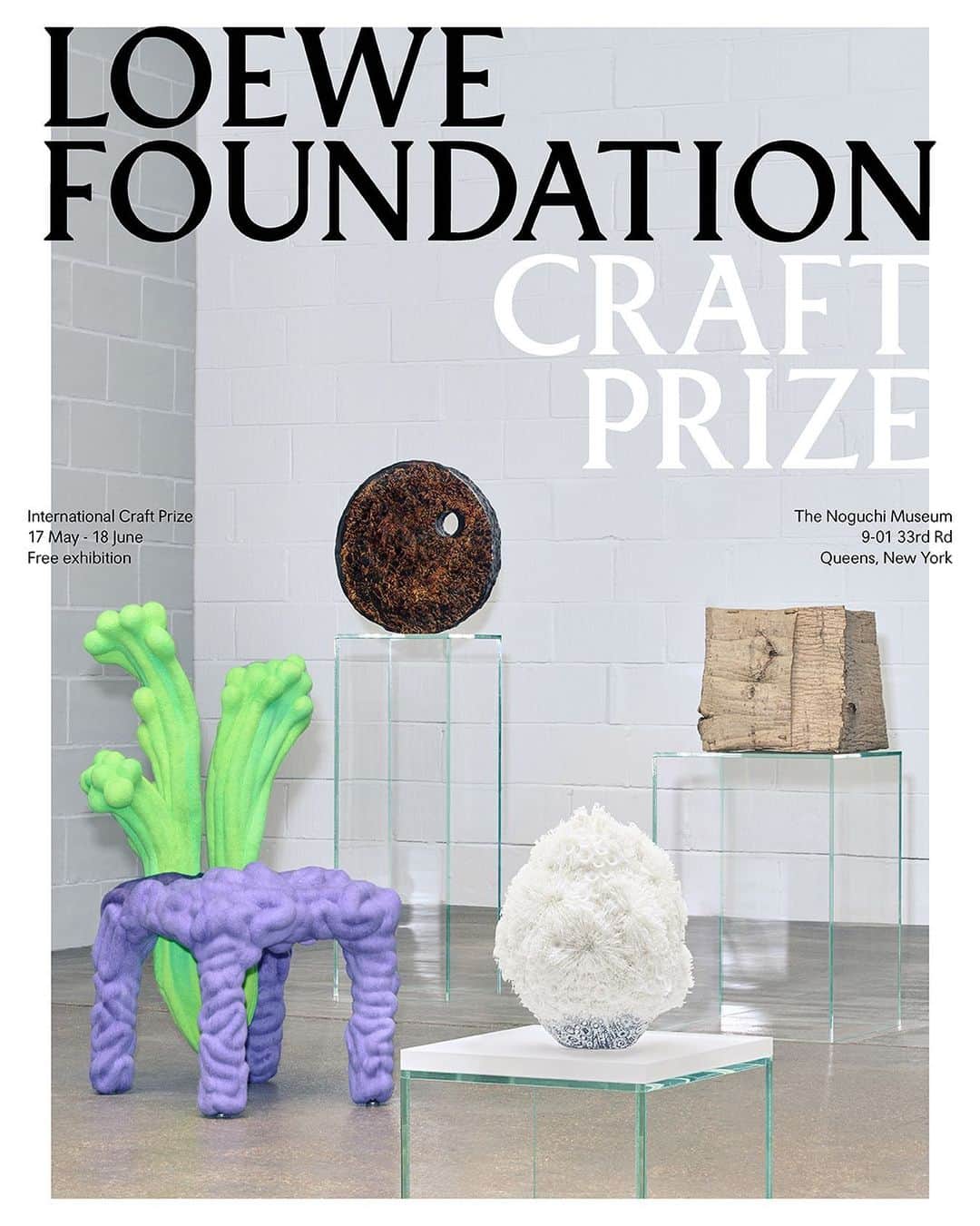 のインスタグラム：「LOEWE FOUNDATION Craft Prize 2023  Winner announced 16 May.  All finalist works will be on display as part of the Craft Prize exhibition in Isamu Noguchi’s Studio at The Noguchi Museum, New York from 17 May until 18 June 2023.  #LOEWEcraftprize #LOEWEfoundation」