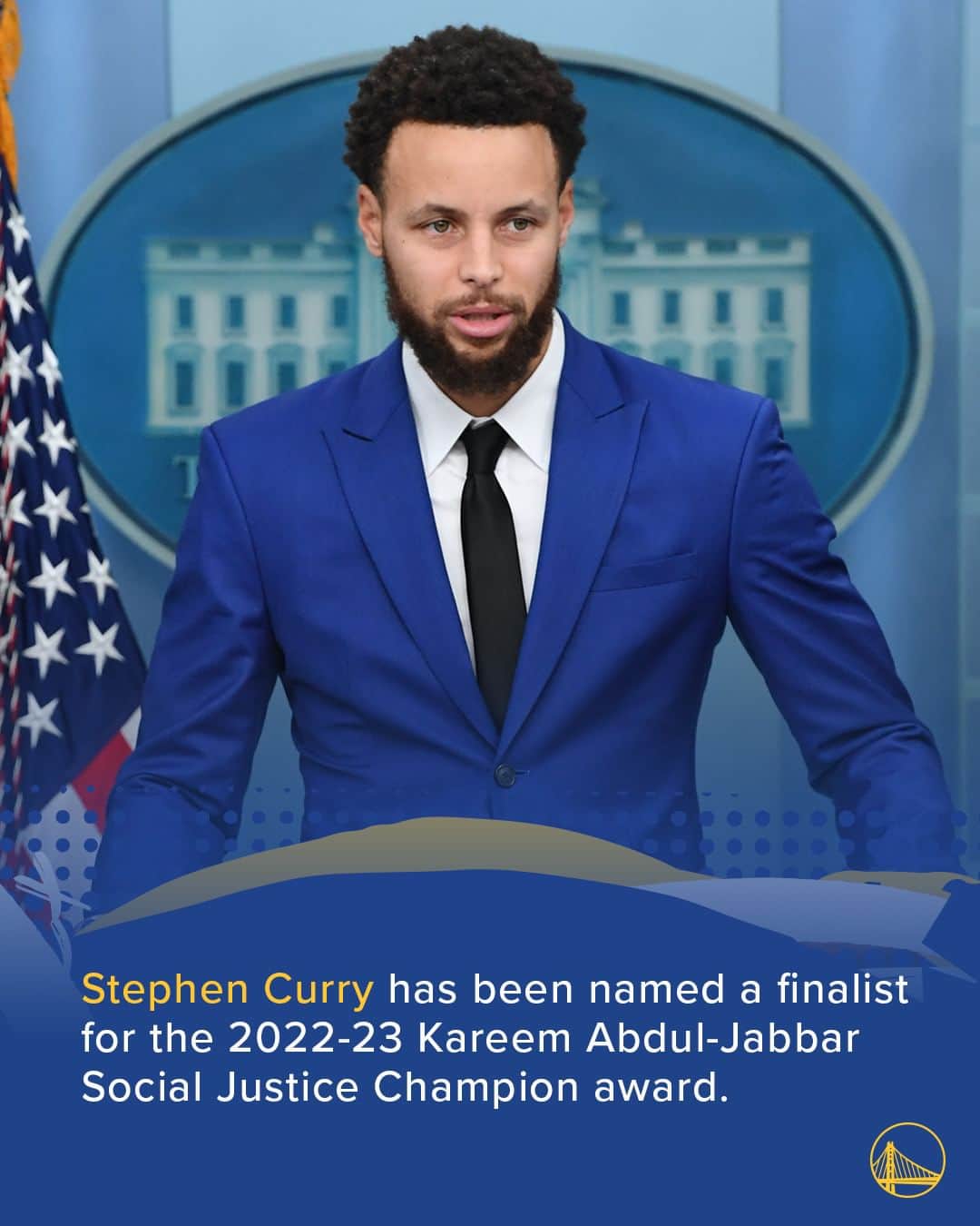 ゴールデンステート・ウォリアーズのインスタグラム：「Bigger than basketball.  The Kareem Abdul-Jabbar Social Justice Champion award recognizes a current NBA player for pursuing social justice and advancing Abdul-Jabbar’s life mission to engage, empower and drive equality for individuals and groups who have been historically marginalized or systemically disadvantaged.  The winner of the award will be announced during 2023 NBA Conference Finals and will receive a $100,000 donation from the NBA for a social justice organization of his choosing.」