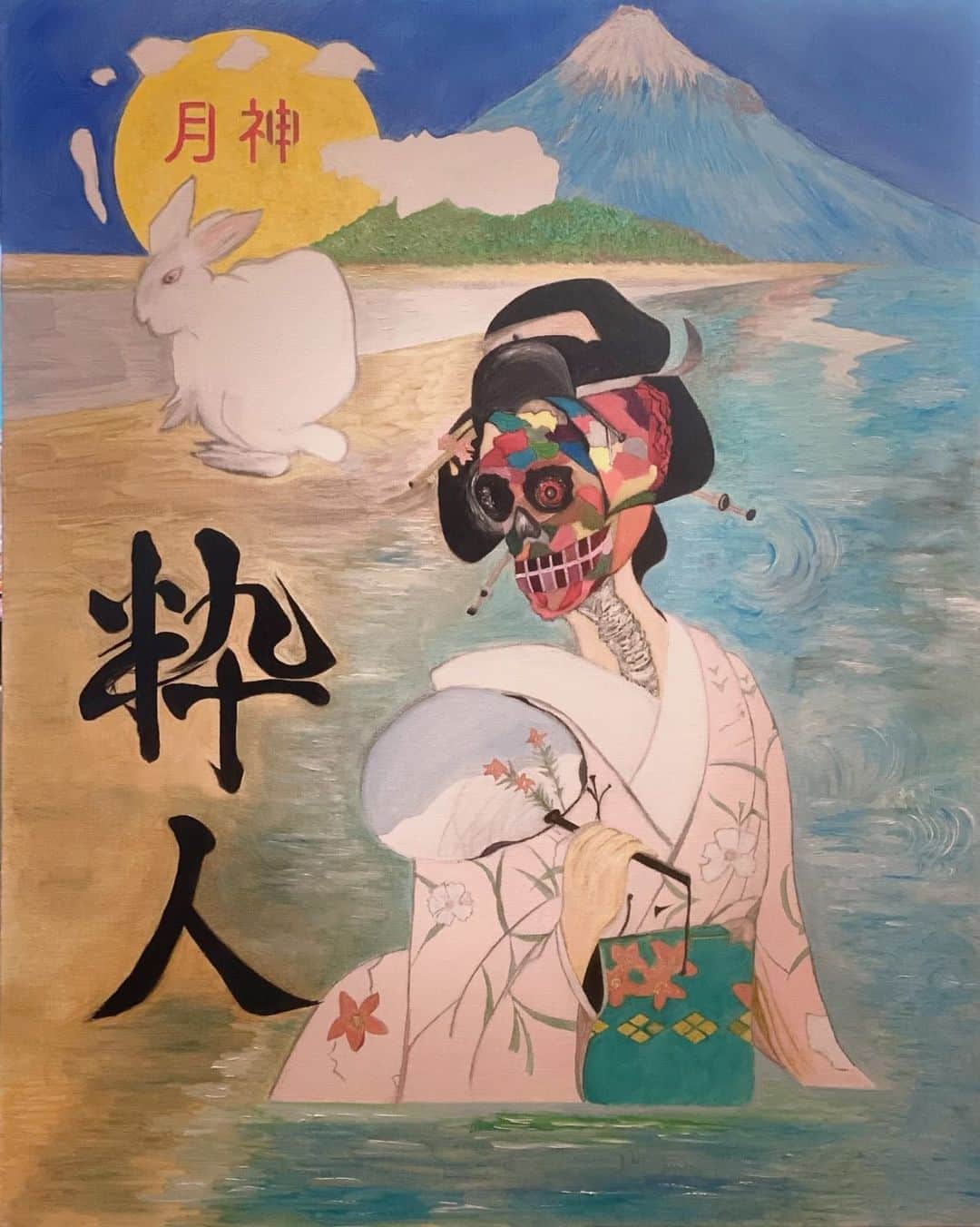 火口秀幸のインスタグラム：「HideboH画伯 🧑‍🎨  題して 『粋人』（すいじん）なり🕺  #絵画 #アート #油絵」