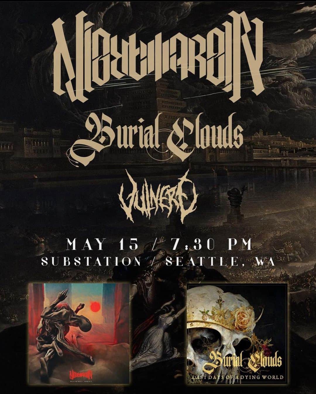 のインスタグラム：「SEATTLE TONIGHT: come down to @substation.seattle to celebrate the release of our record “last days of a dying world” w /@nightmarercult @ @vulnere_ // see you there…」