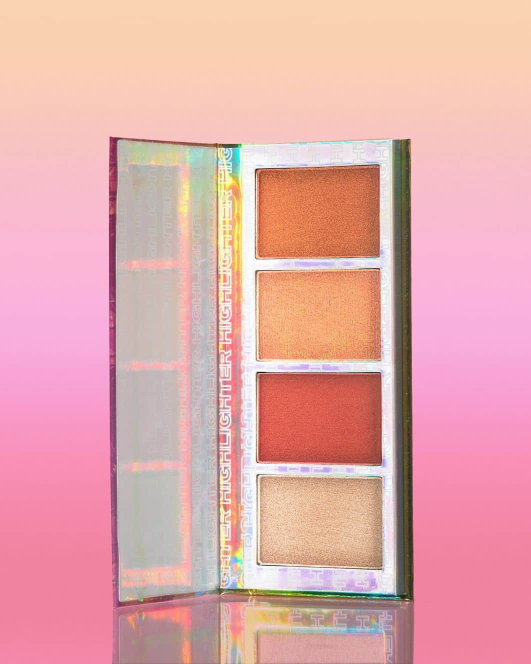 BH Cosmeticsのインスタグラム：「Golden-Hour: Activated ✔️ Glow & get it this summer with the ~new~ SUNSET GLOW Highlighter Palette 🌅 4 highly-pigmented warm & luminous peach hues 🍑, all made with a glisten-inducing, buttery shimmer blend that'll have all skin tones gleaming 🤩✨⁣ ⁣ A simple sweep onto the cheeks, chin and nose provides that coveted, sun-kissed flush perfect for Instagram posts, summer vacays, business meetings & everything in between!⁣ ⁣ 🌱 Vegan 🐰 Cruelty-Free 🧼 Clean Ingredients⁣ ⁣ #bhcosmetics」