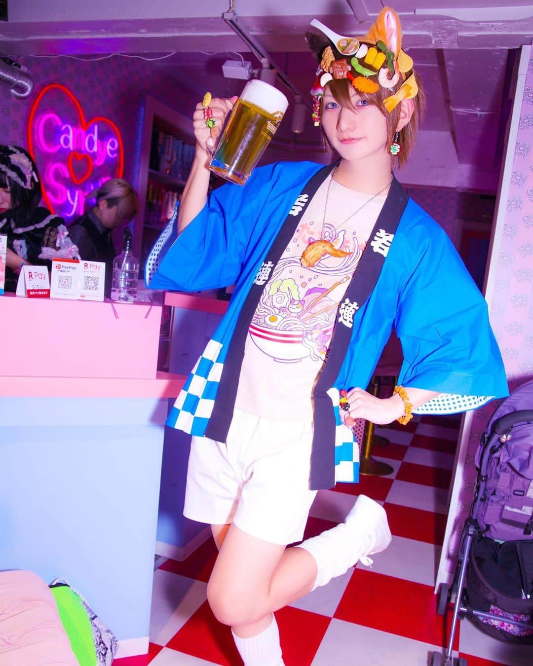 江崎びす子さんのインスタグラム写真 - (江崎びす子Instagram)「お祭り大好きにゃんぽ🐱🍺  camera: @hiragi_karen  #美味かわいい #食品デコラ #デコラ」5月16日 5時03分 - bisukoezaki