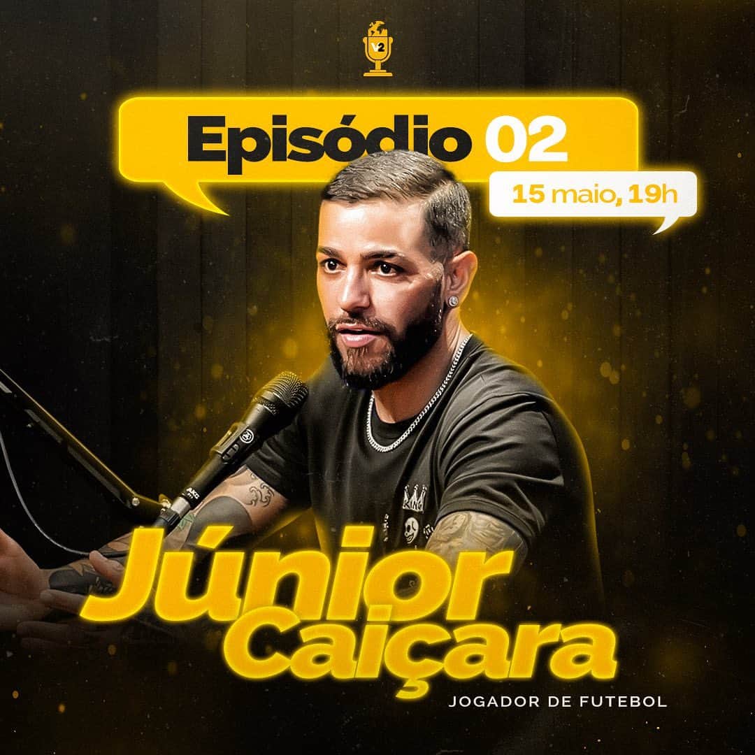 のインスタグラム：「Mundo V2 | EP. 2 🎙️🔥  @jr_caicara80 é o primeiro convidado do @mundo_v2   O cara que teve a prancha de surf quebrada pelo pai para virar jogador profissional e jogar a @championsleague 🏆  O episódio com Júnior Caiçara tá brabo. E o link já está disponível na Bio. 🤘🏽」