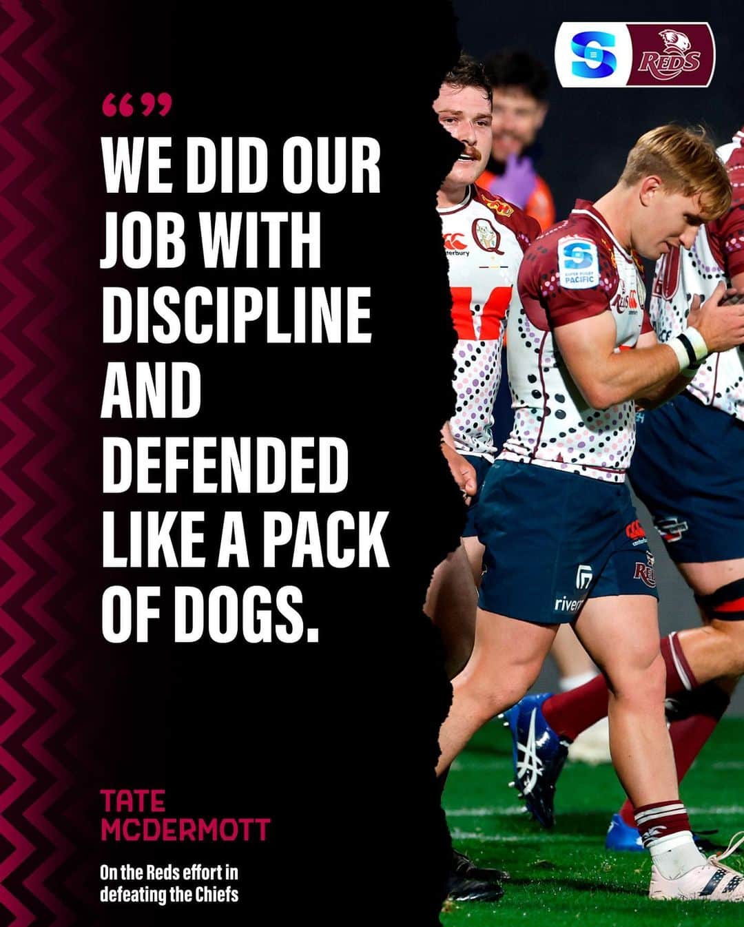 Super Rugbyのインスタグラム：「@redsrugby had that dawg in ‘em last Friday night 💪  #SuperRugbyPacific」