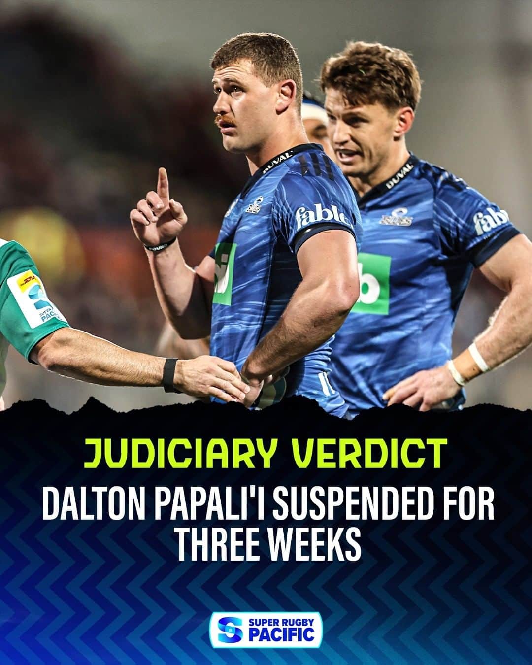 Super Rugbyのインスタグラム：「Dalton Papali'i has been suspended for three weeks after a dangerous tackle against the Crusaders last weekend.  #SuperRugbyPacific」