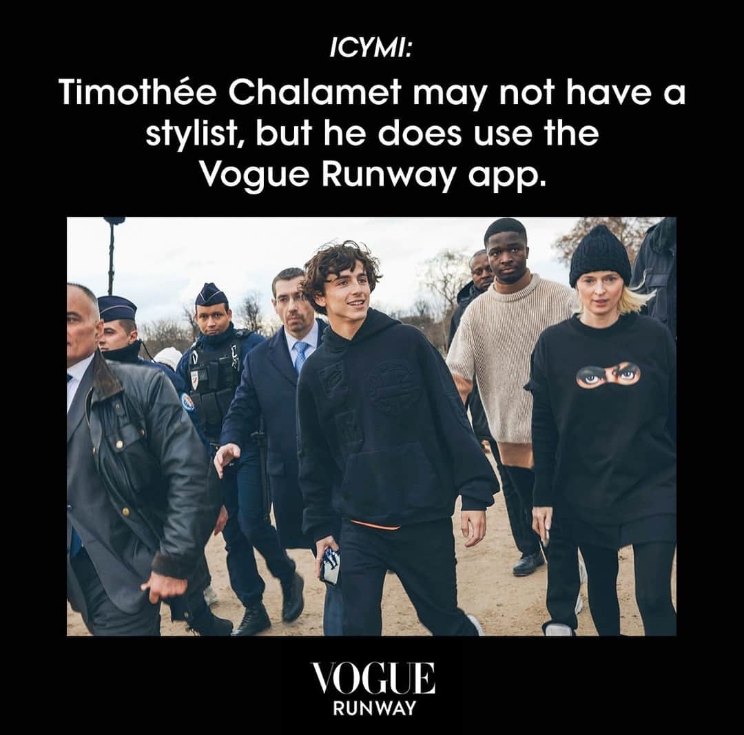 Vogue Runwayさんのインスタグラム写真 - (Vogue RunwayInstagram)「Did you know that Timothée Chalamet (@tchalamet) is a Vogue Runway App user? In case you missed it, the actor is the new face of Bleu de Chanel, and he told Vogue all about it. He also spoke about his signature hair, his upcoming projects (including "Wonka," "Dune: Part 2," and the Bob Dylan biopic "A Complete Unknown"), and how he selects upcoming looks. (Hint: it involves scrolling and screenshotting. Stars, they're just like us.) Read the full interview at the link in bio. Photographed by @mrstreetpeeper」5月17日 0時55分 - voguerunway