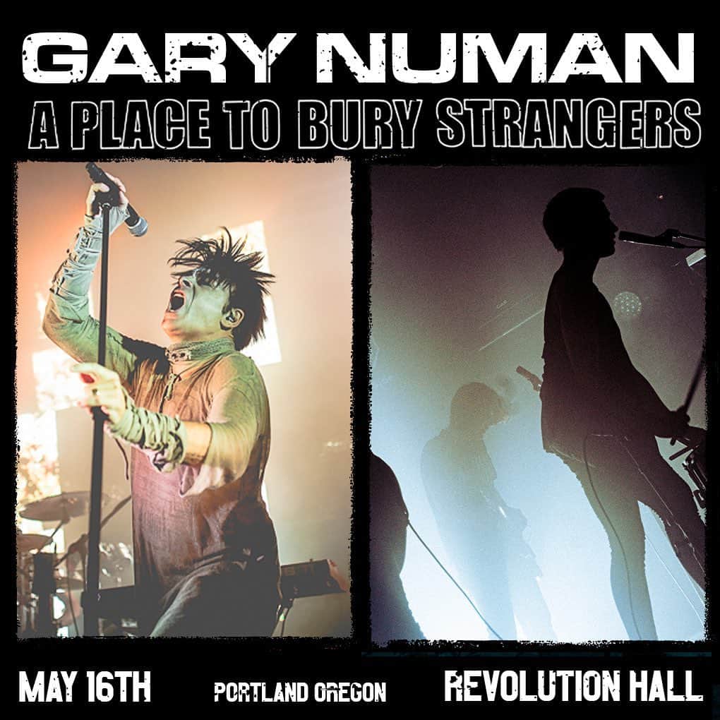 A Place to Bury Strangersのインスタグラム：「Tonight Gary Numan and A Place To Bury Strangers @revolutionhall in Portland SOLD OUT! Thank you to everyone for coming out to these shows on this run, the whole @garynuman band and crew for being so amazing and kind, @_prids for lending us their van and gear on this run, the van’s a beauty and if you don’t know the Prids are an amazing sick band, and @babythegabe and @cesse.jass for being so cool it hurts. Next tour starts Friday in France. See you soon Europe and England.」