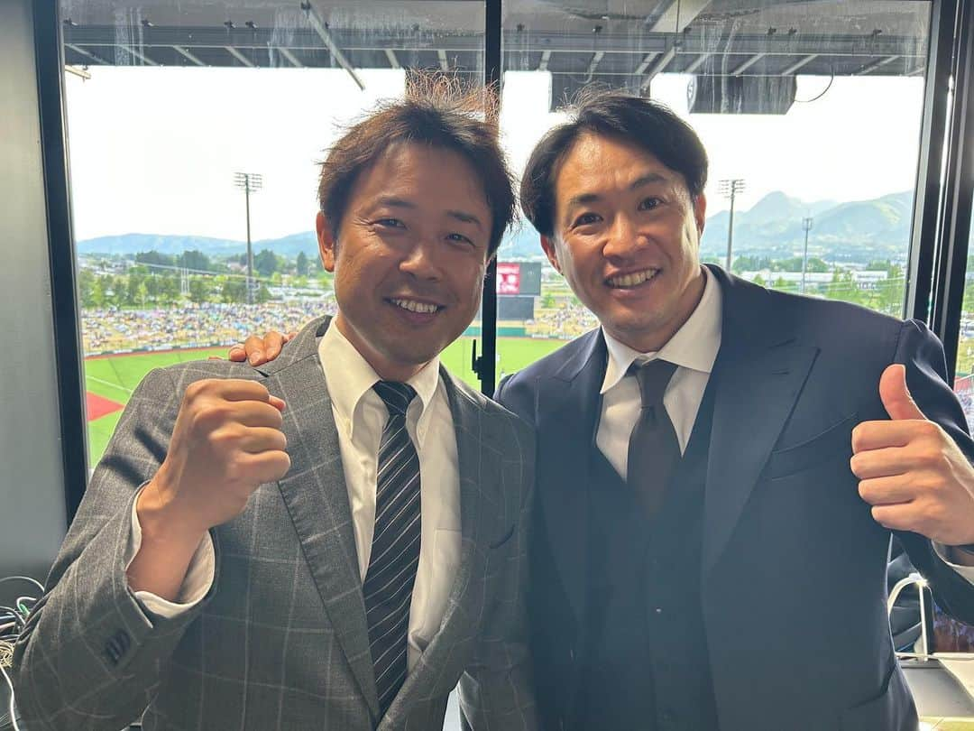 五十嵐亮太さんのインスタグラム写真 - (五十嵐亮太Instagram)「きたぎんボールパーク 球場初のプロ野球公式戦 鉄平さんと楽天イーグルス対福岡ソフトバンクホークスの解説です」5月16日 17時18分 - ryota_igarashi53