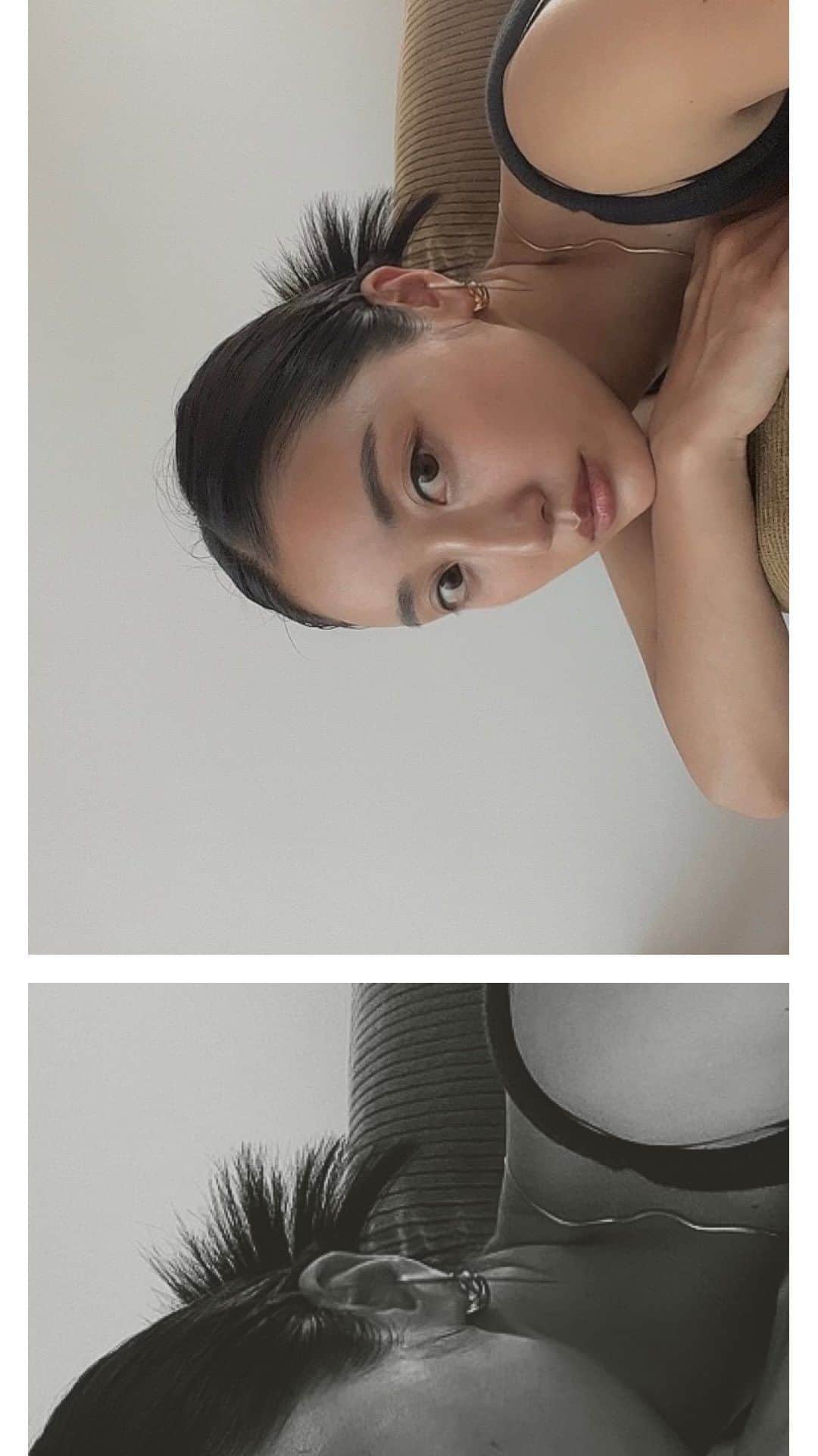 Icumi Oohamaのインスタグラム：「やっとメイク動画撮ってみました♩ 私のメイクは5分で終わるので、忙しいママさんにも参考になれば♡  1. 日焼け止め 色付きなので、肌はこれだけ。よれづらいです。 @dolcegabbana PROTECTIVE SMOOTHING PRIMER  2.ハイライト これがコンシーラー代わり！気になる部分は光で飛ばす！ @hince_official_jp トゥルーディメンションラディアンスバーム(ライト)  3.アイシャドウ 夏に向けてオレンジカラー。 @celvoke.jp インフィニトリーカラー　18  4.アイブロウ/アイライナー 一人二役の万能アイテム！ @dupbeauty ブラック  5.リップ 取れづらく、肌馴染み良い◎ @kate.tokyo.official_jp リップモンスター　5：00AM  アクセは再入荷でGETしたもの♡　 @tres__collection  ・Screw pierce (Gold) ・Skin Snake necklace (Gold)」