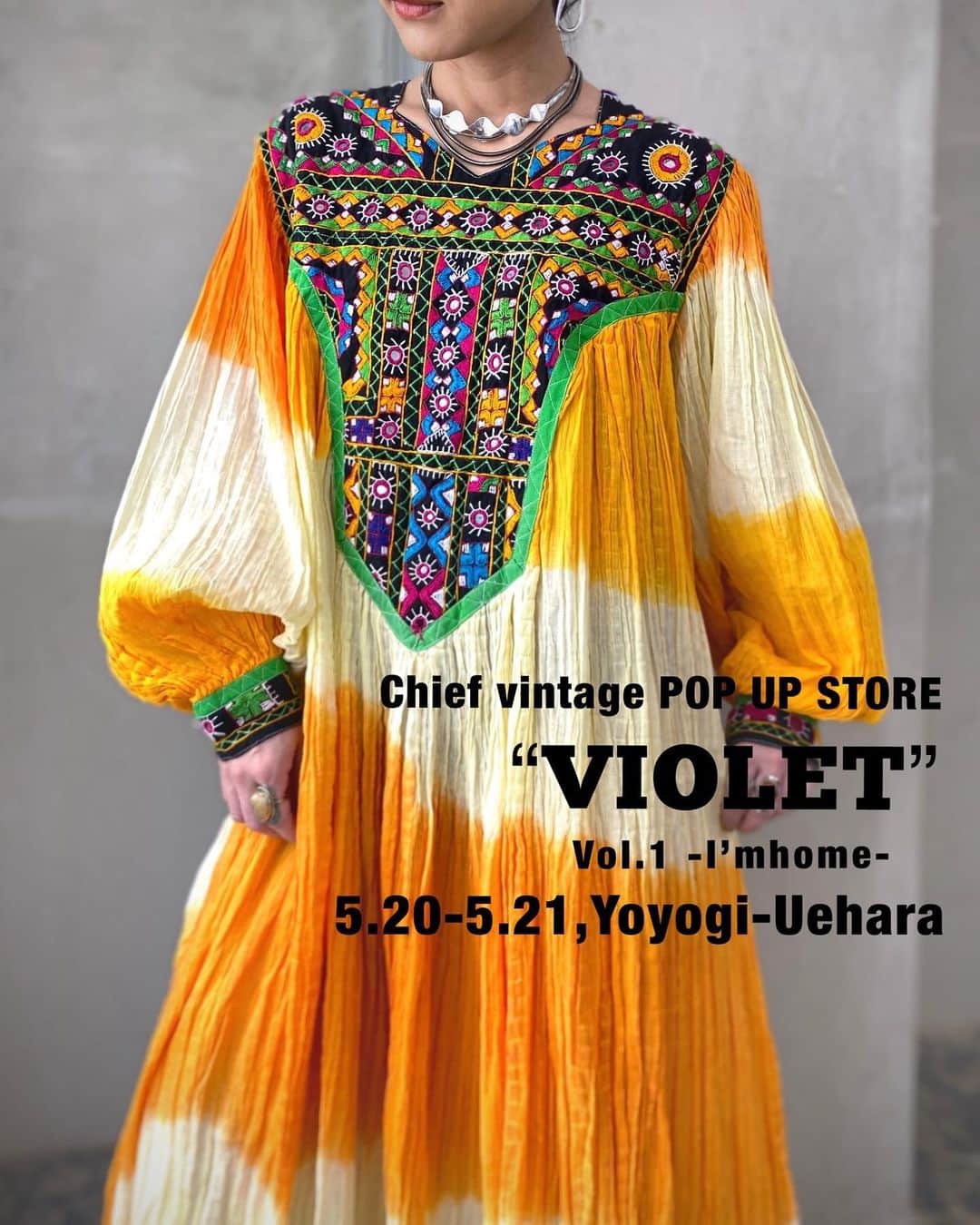 Chief used&vintageのインスタグラム：「Next weekend☯️5/20-21 POP UP STORE @gallery.paradiso 代々木上原　  いよいよ今週末となりました！ 代々木上原でのポップアップストアの 展開アイテムをご紹介いたします。  こちら以外にもオンラインストア未出しの 新着アイテムを多数お持ちいたします。 ぜひご予定下さいませ。  ———————————— Chief vintage Pop up Store  “VIOLET” Vol.1 -I’m home- 5月20日(土)-21日(日) 11:00-19:00 at @gallery.paradiso  渋谷区上原1-23-9 (Chief vintage実店舗跡地/ 代々木上原駅南口2より徒歩30秒)  ※詳細はアカウントトップページ上部にピン留めしております投稿をご覧ください。 —————————-  ※お品物の取り置き•キープは承れません。 ※当日はクレジットカード、現金払いがご利用いただけます。 ※通販に関するお問い合わせはイベント終了後の5/22以降にお願いいたします。 ※5/20-21はオンラインストアは一時クローズさせていただきます。」
