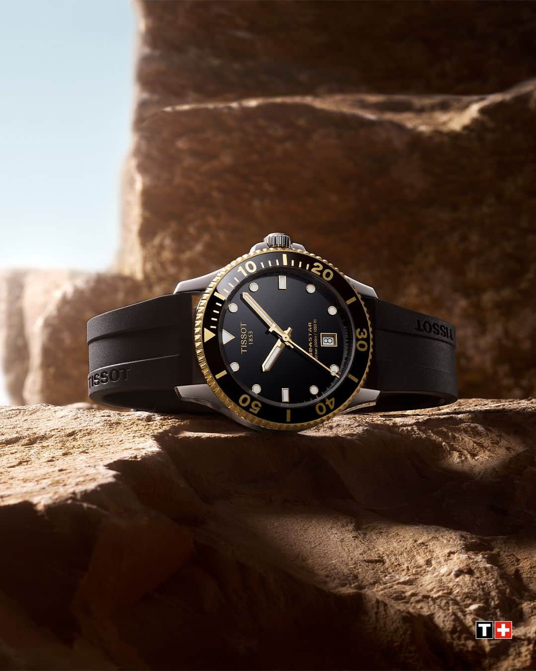 ティソのインスタグラム：「Made to stand out, by land or sea. Just like you. The Tissot Seastar 40mm, a new expression of watchmaking excellence.  #Tissot #Seastar #TimeToSea #swisswatch #watches #swissmade #watchlover #watchesofinstagram」