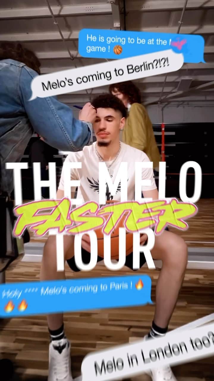 プーマのインスタグラム：「WE OUT TO EUROPE!   The @melo x @pumahoops Faster Tour kicks off June 5th in Milan 🕺🛸   #FOREVERFASTER」